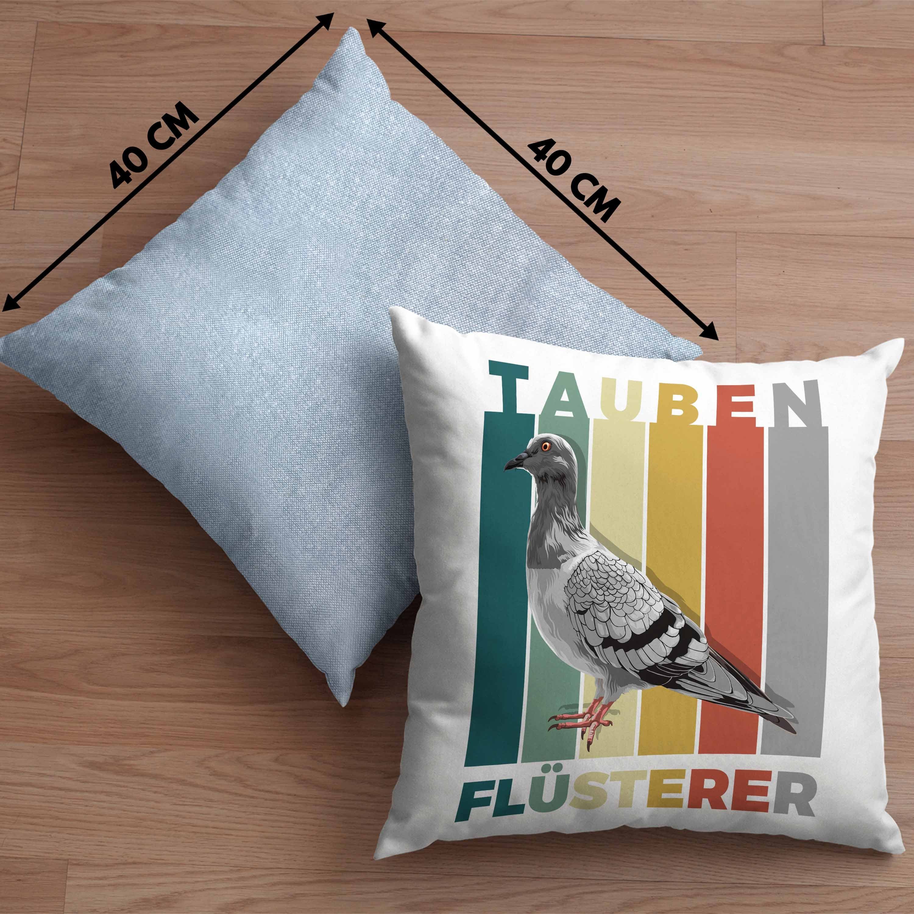 Trendation Dekokissen Trendation - Taubenzüchter Spruch Zaubenzucht Taubenflüsterer Lustiger Tauben Becher Geschenk 40x40 Blau Füllung Kissen Dekokissen mit Zubehör