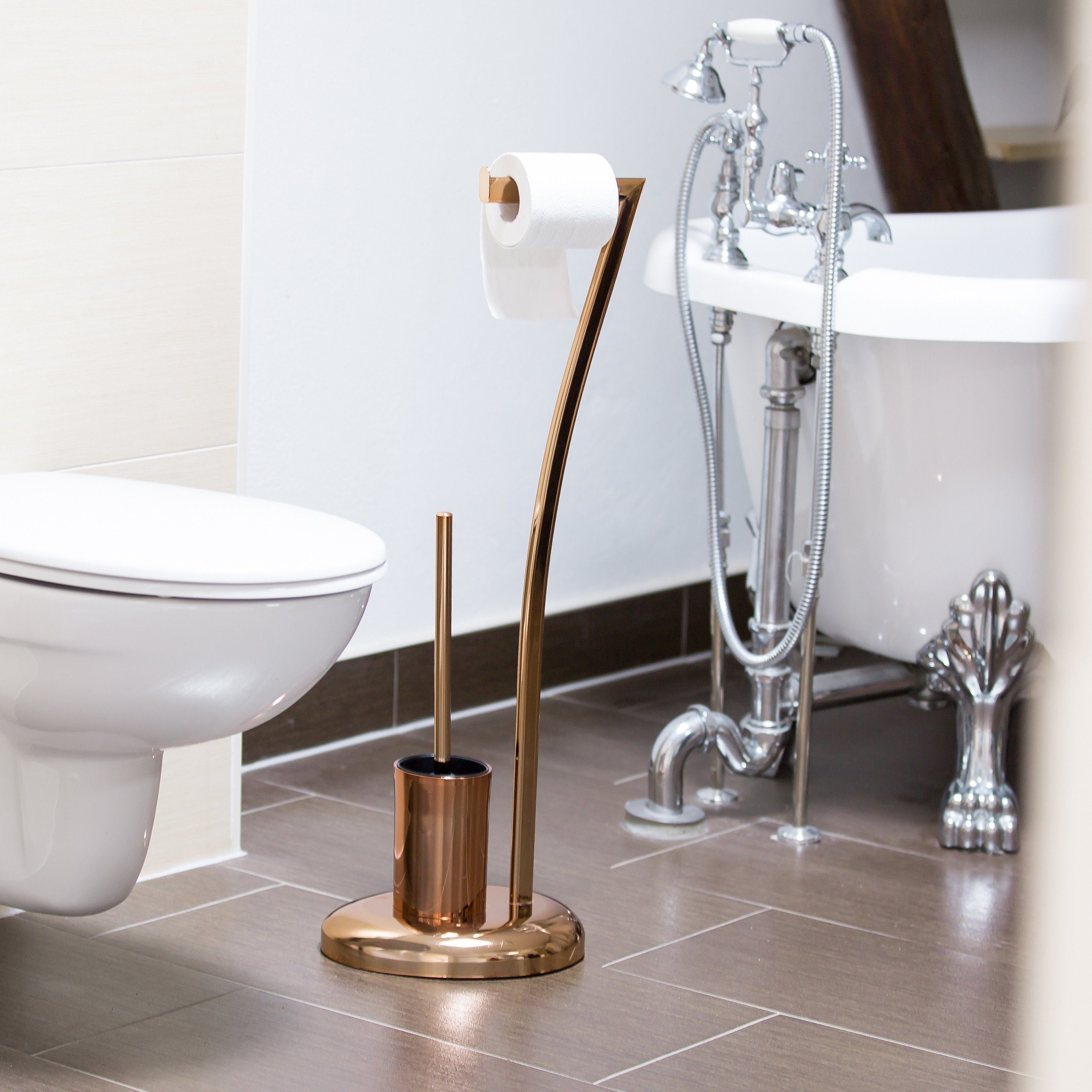 relaxdays Toilettenpapierhalter Stand WC Garnitur WIMEDO günstig online kaufen