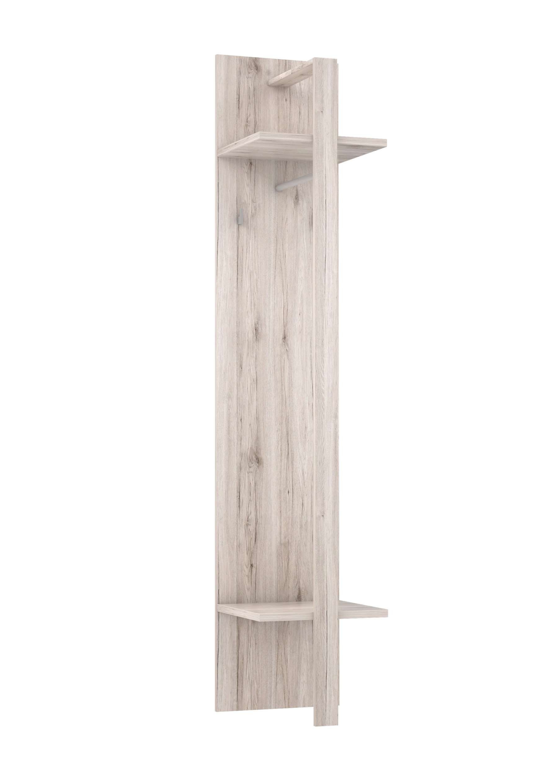 99rooms Garderobenpaneel Alma (Paneel, Garderobenpaneel), mit 2 Ablagen, Kleiderstange, 2 Kleiderhaken, hängend
