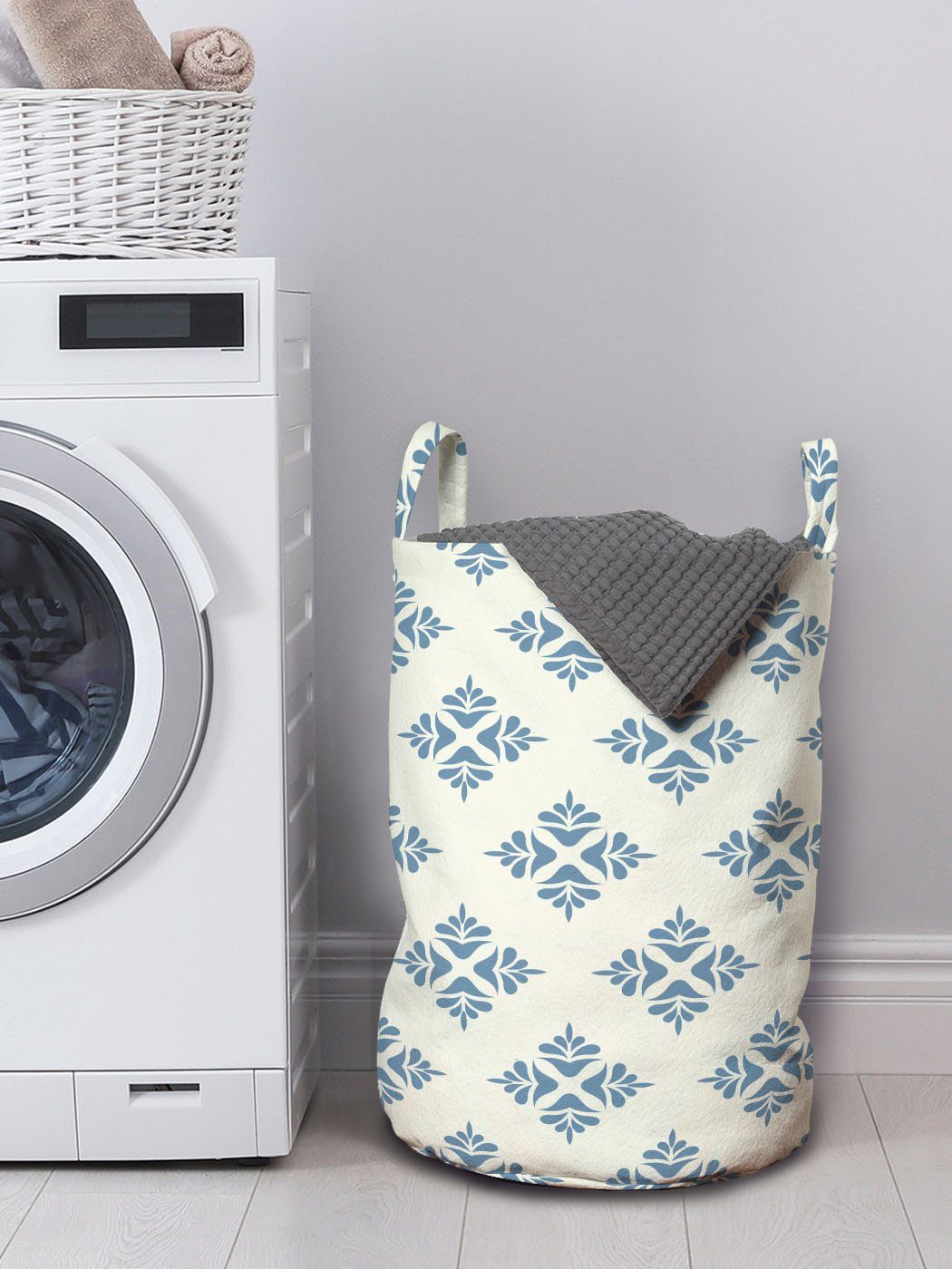 Abakuhaus Wäschesäckchen Wäschekorb mit Griffen Zusammenfassung Geometrisch Waschsalons, Blatt für Laub Kordelzugverschluss