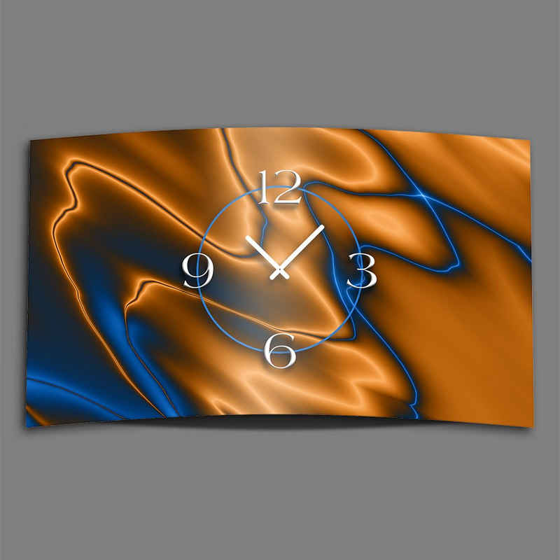 dixtime Wanduhr Abstrakt kobaltblau kupfer Designer Wanduhr modernes Настенные часы Design (Einzigartige 3D-Optik aus 4mm Alu-Dibond)
