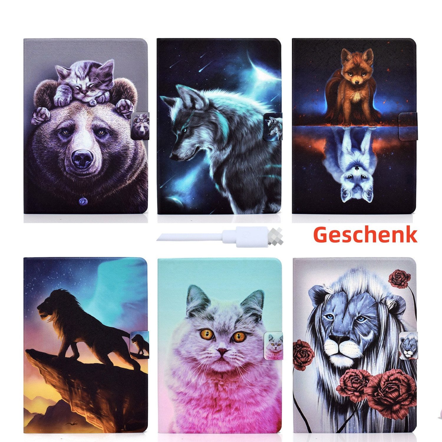 trends for living Tablet-Hülle Leder Malerei Klapp Hülle Case Cover Etui Tasche Für Apple iPad