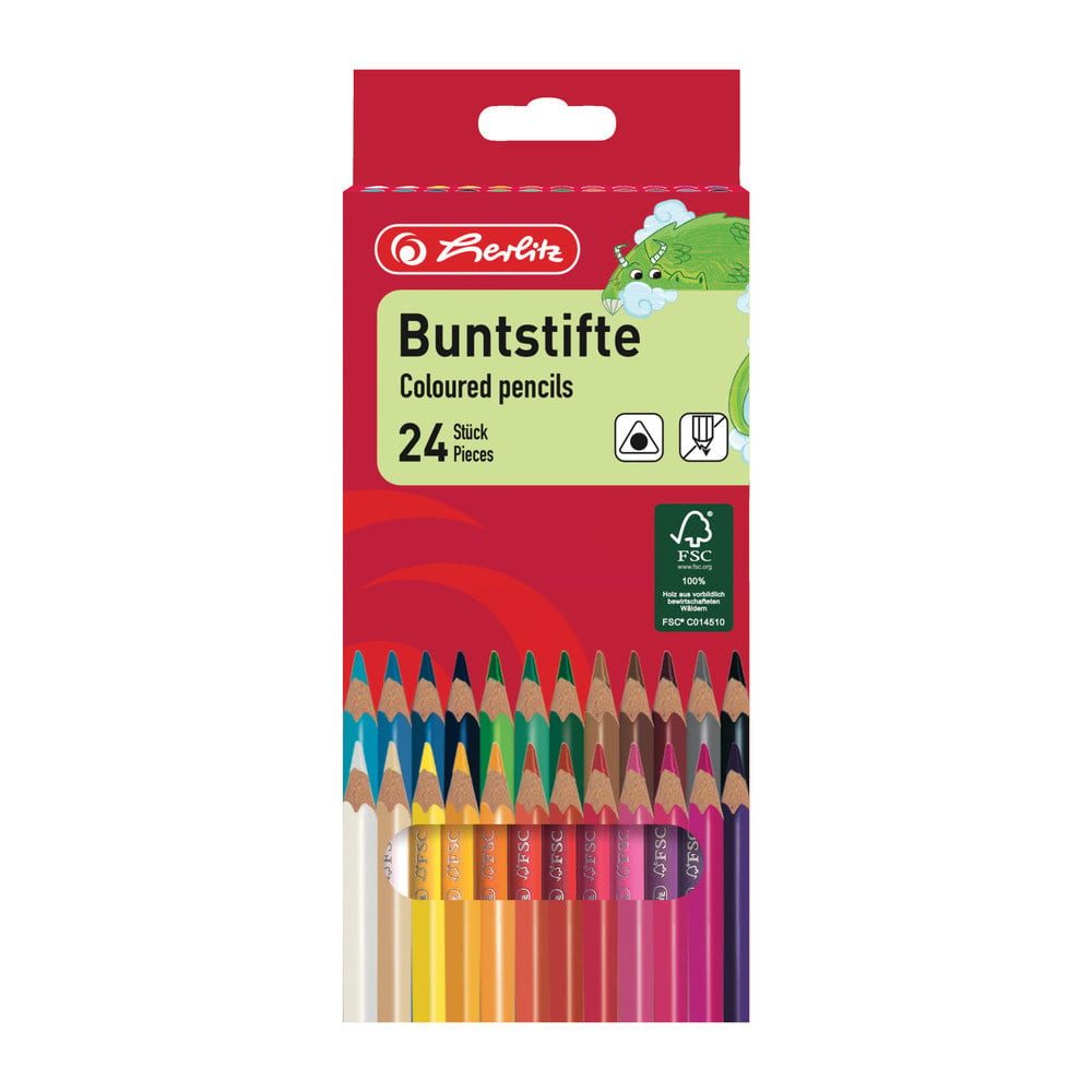 Herlitz Buntstift herlitz Dreikantbuntstifte lackiert 24er Set