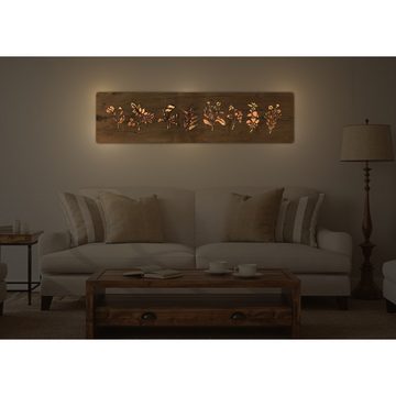 WohndesignPlus LED-Bild LED-Wandbild "Kräuter" 120cm x 31cm mit Akku/Batterie, Natur, DIMMBAR! Viele Größen und verschiedene Dekore sind möglich.