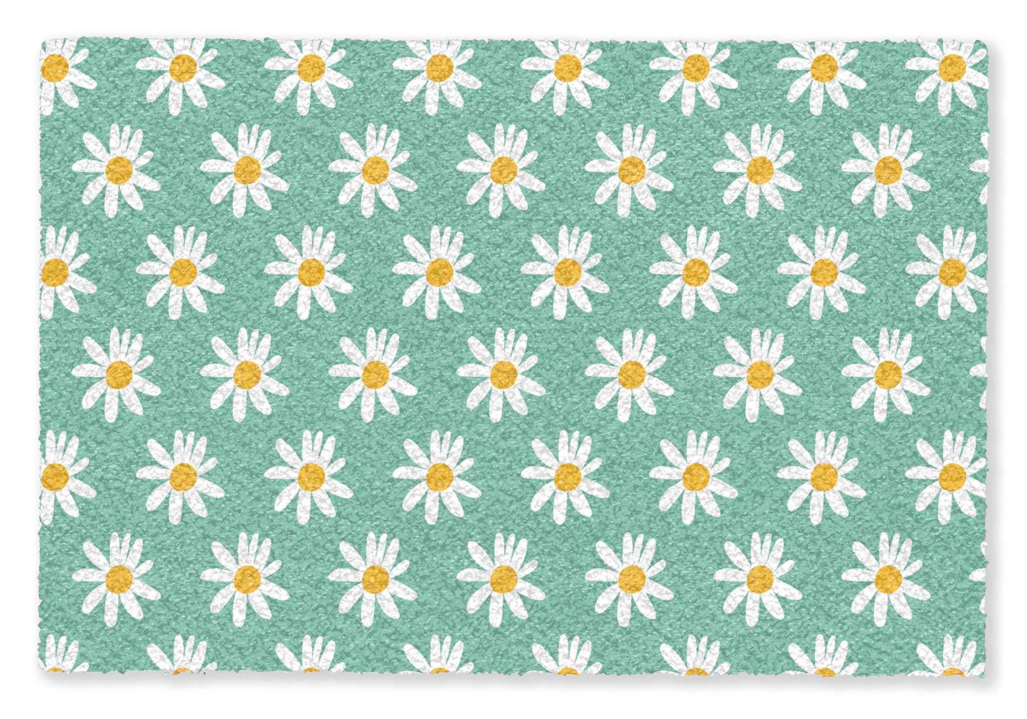 MuchoWow Fußmatte Gänseblümchen - Muster - Grün - Blumen, Rechteckig, innen Schmutzfangmatte, Tür, Schmutzfänger Flur, Teppich 60x40 cm