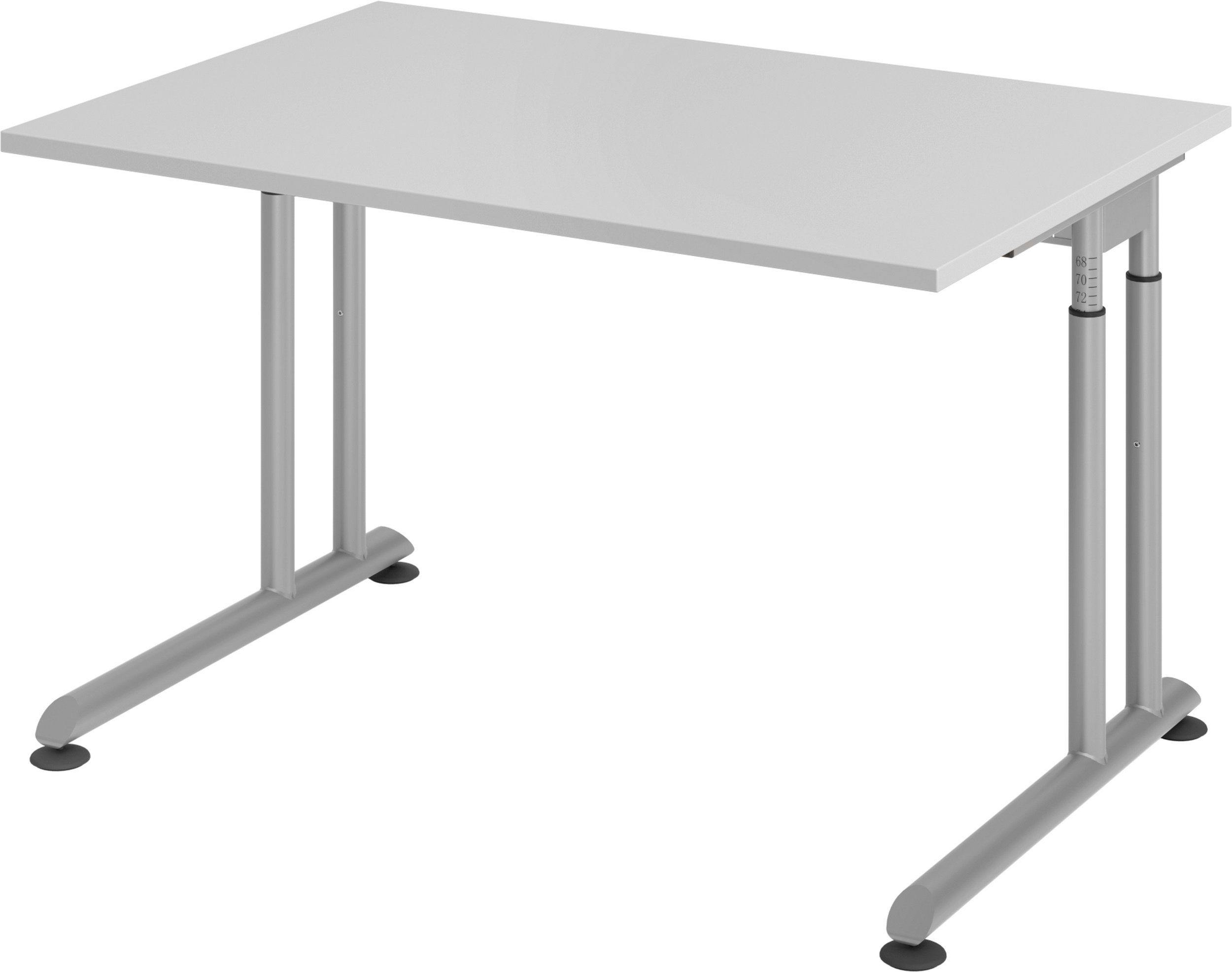 bümö Schreibtisch Schreibtisch Serie-Z, Rechteck: 120 x 80 cm - Dekor: Grau - Gestell: Silber | Schreibtische