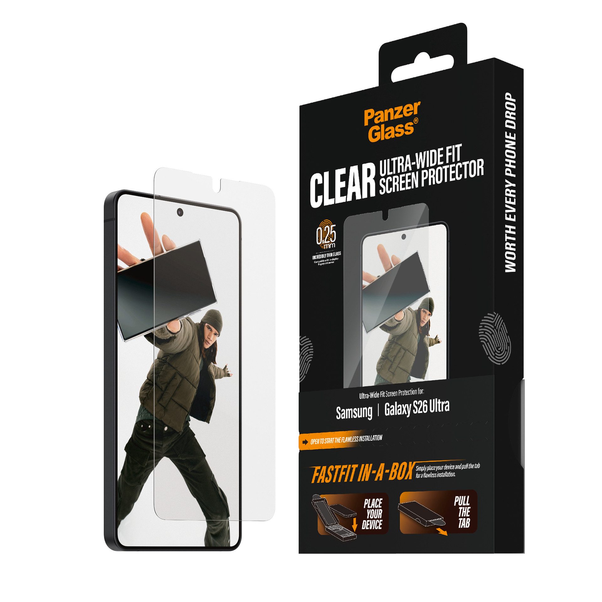 CARE by PanzerGlass Displayschutzglas Ultra-Wide Fit Screen Protector für Samsung Galaxy S26 Ultra, Displayschutzfolie, Schutzfolie, Bildschirmschutz, kratz- & stoßfest