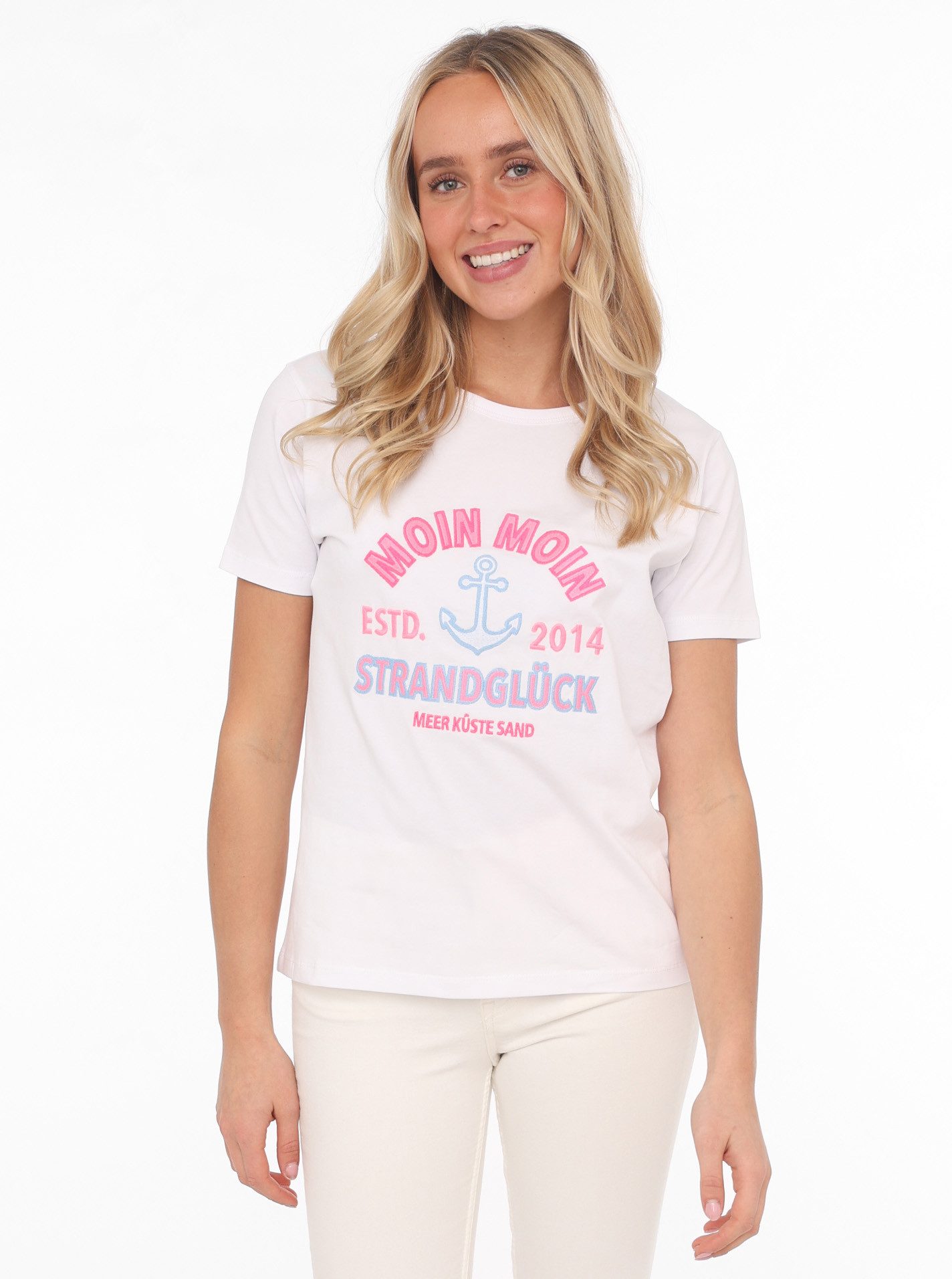 Zwillingsherz T-Shirt "Moin Moin" Kurzarm, Rundhalsausschnitt, Stickerei, S günstig online kaufen