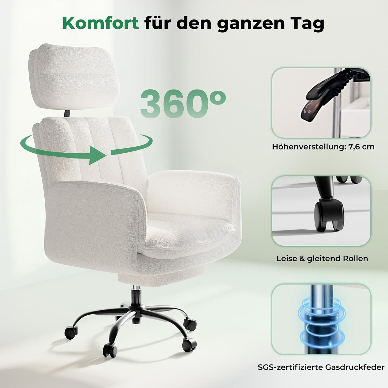 Patbrela Drehstuhl Bürostuhl mit verstellbaren Armlehnen und Fußstütze