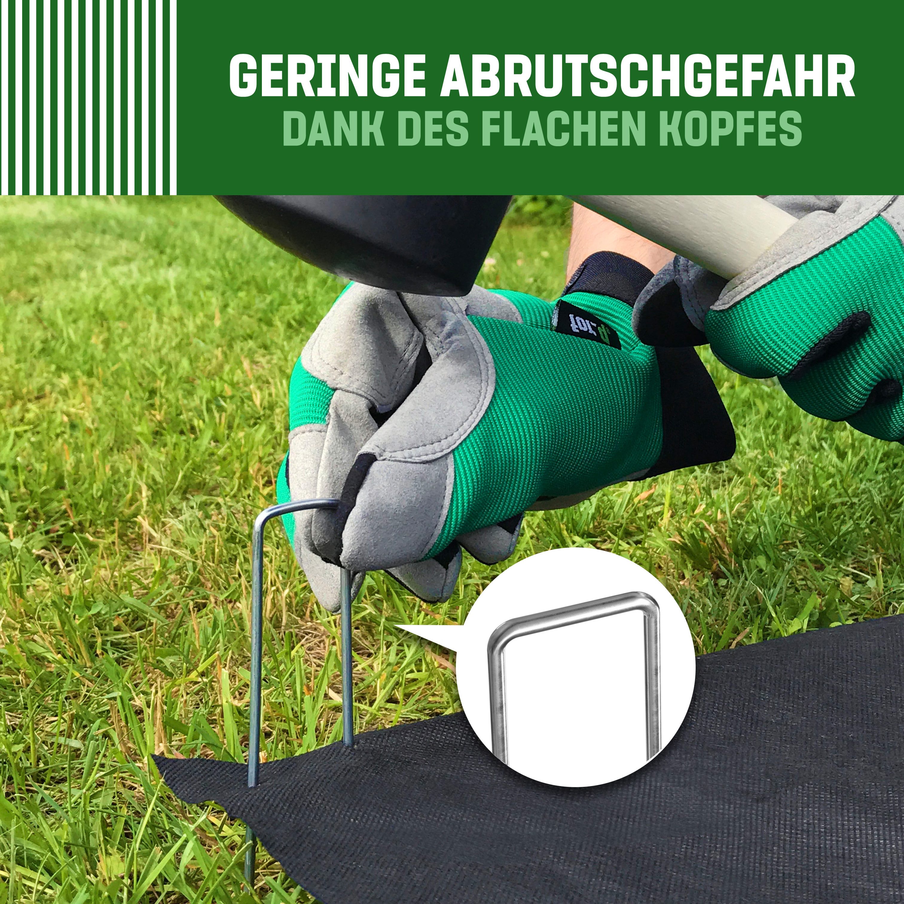 GardenGloss Bodenanker Erdanker Verzinkt Ø3mm - 150mm x 30mm für Unkrautvlies, Zaun, Camping, (25-St), Spitze Enden – Bild 4 von 5
