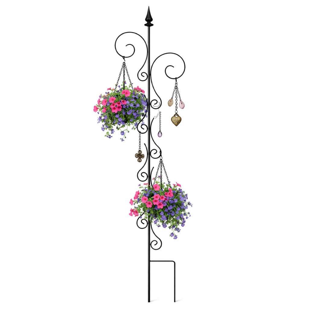 DanDiBo Rankhilfe mit 2 Haltern Rankgitter Metall Höhe 145 cm Breite 30 cm Kletterhilfe, 2 Haken Garten