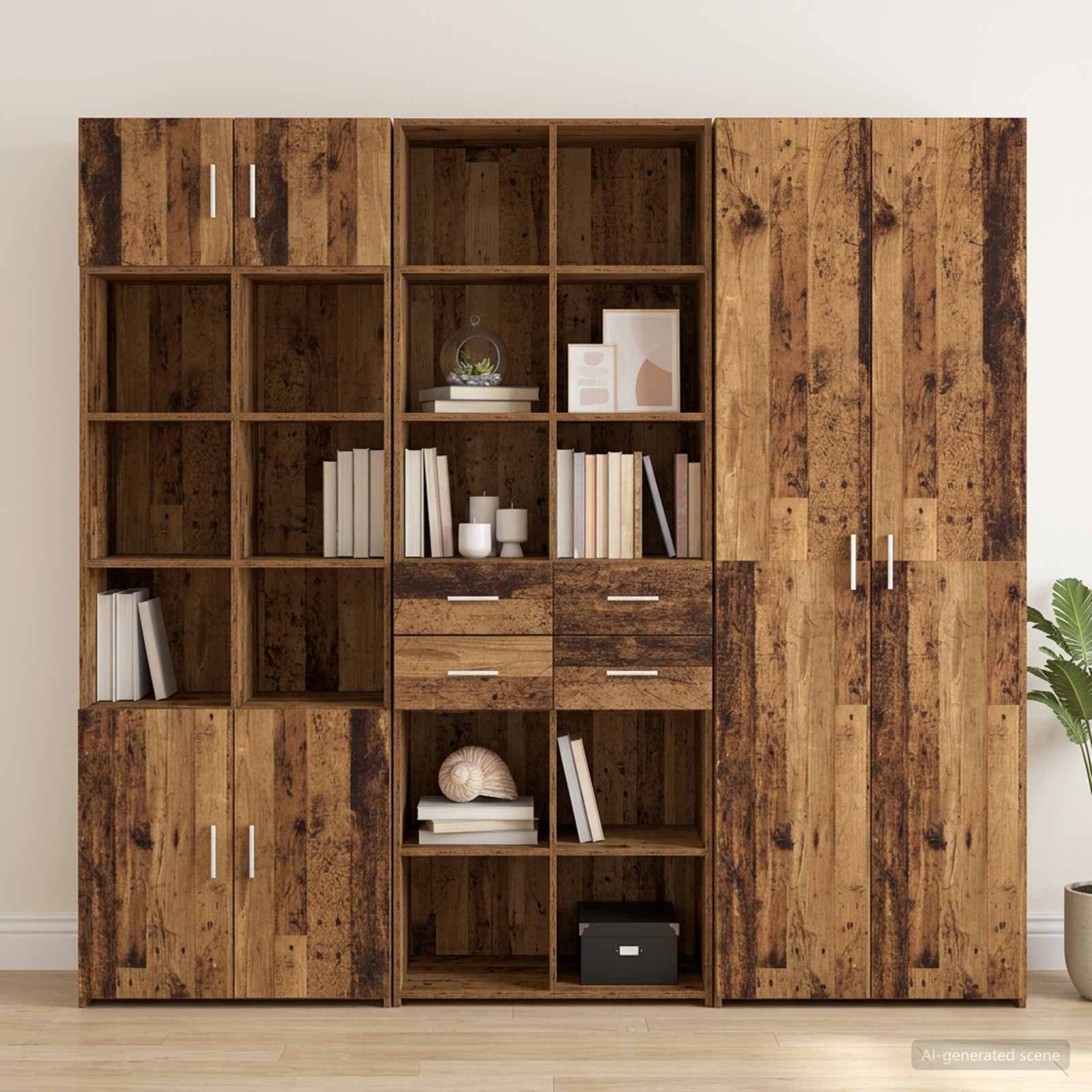 vidaXL Sideboard Bücherregal Altholz 30 x 42,4 x 185,2 cm (1 St)