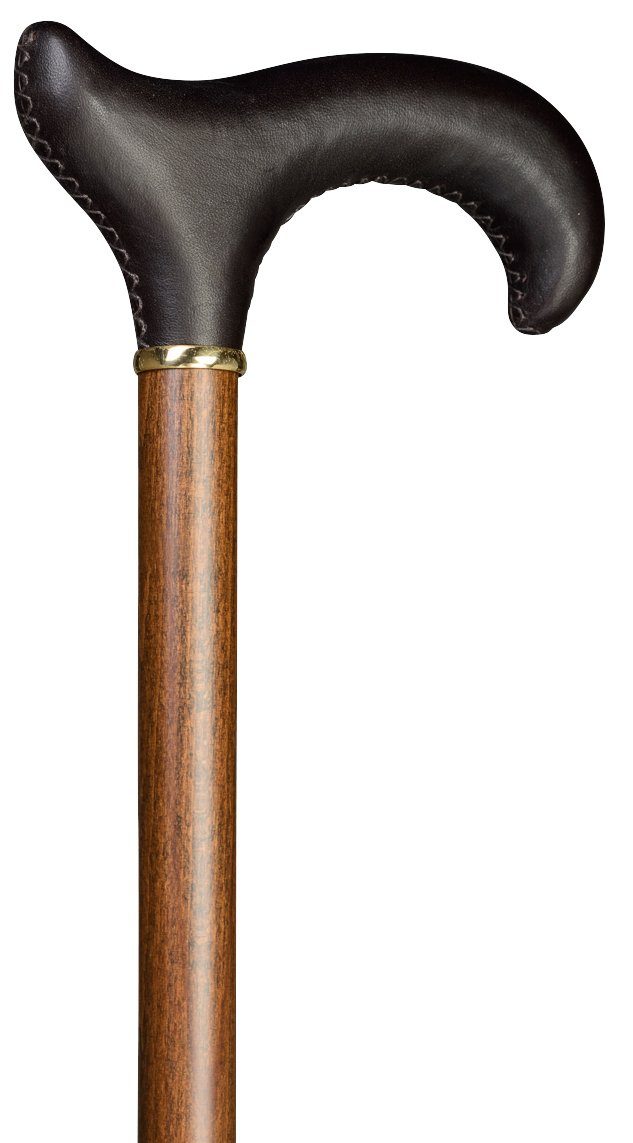 Stockshop Gehstock Gehstock Leder Derby EXCLUSIV,Derbygriff mit mocca-braunem Rindsleder