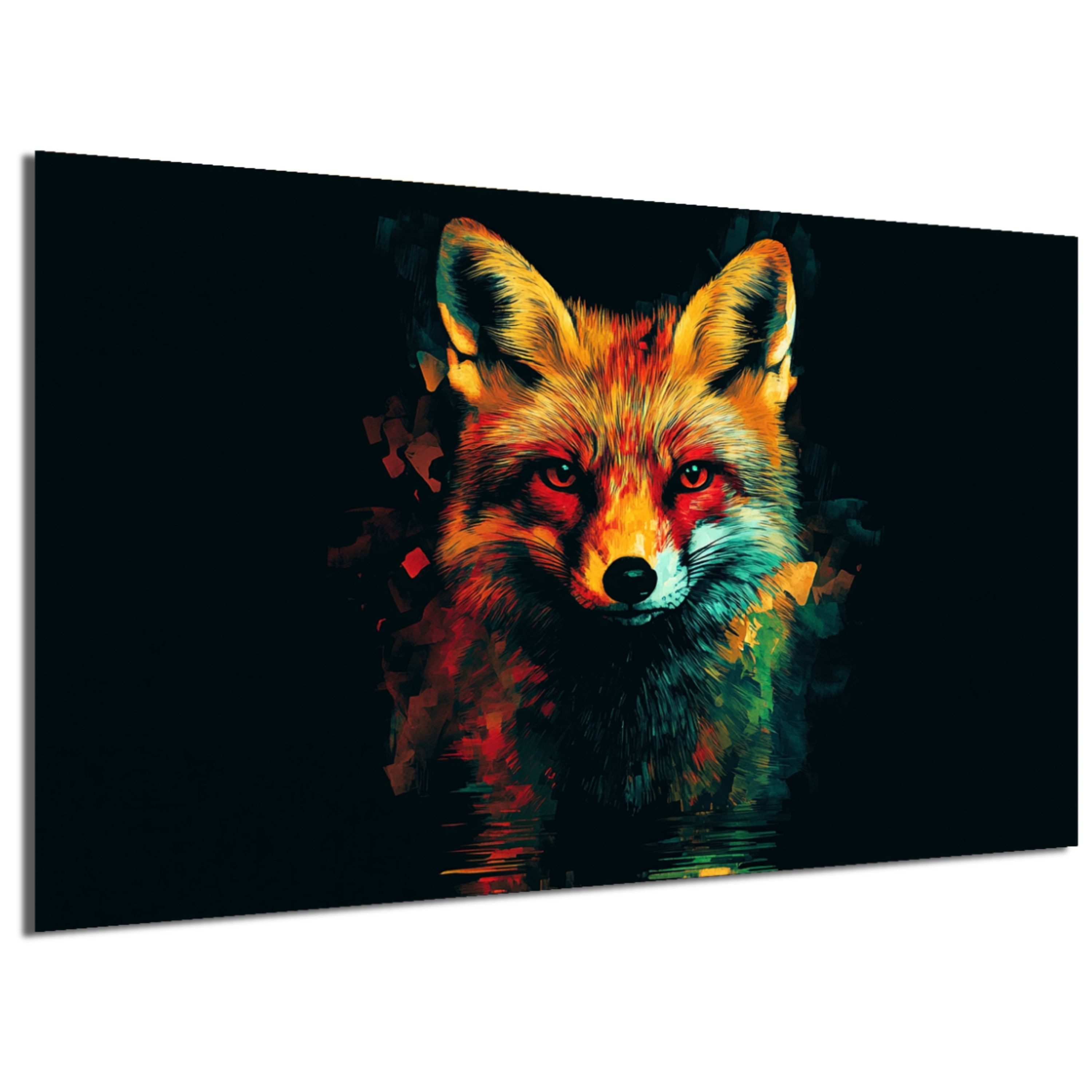DARO Design Leinwandbild Modern Abstrakt Wandbilder XXL Wandbild Wand Deko Leinwand Изображения, (Fuchs Warhol Glitch - Bild groß Wahnzimmer Schlafzimmer Küche Esszimmer Einteilig Querformat Fotodruck Leinwände Wanddeko Abstrakte Kunst Boho), 40x30cm