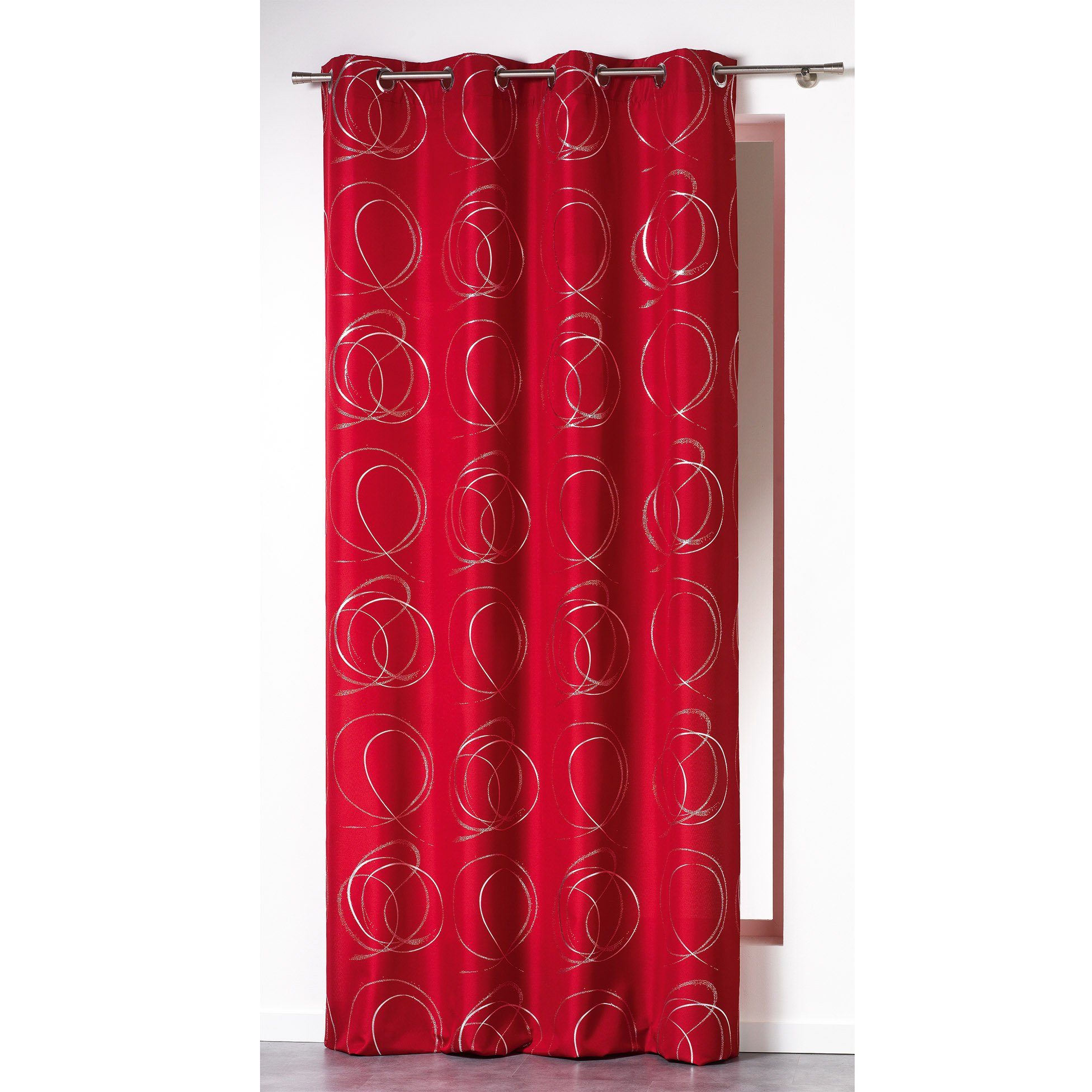 Vorhang, Douceur d'intérieur, Ösen Vorhang blickdicht 140x260cm Gardine Schal Vorhänge rot gemustert