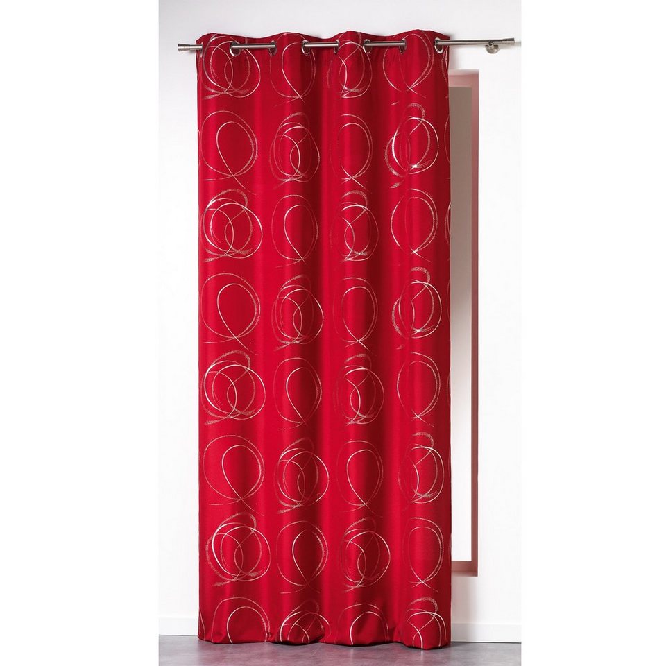 Vorhang, Douceur d\'intérieur, (1 St), Ösen Vorhang blickdicht 140x260cm  Gardine Schal Vorhänge rot gemustert
