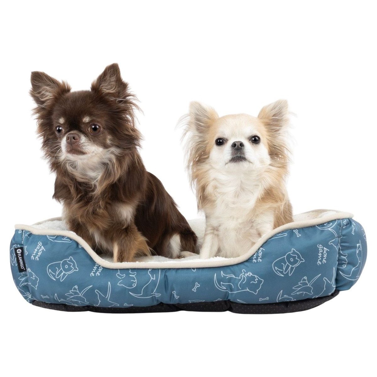 Flamingo Tierbett Hundebett Lilly rechteckig blau