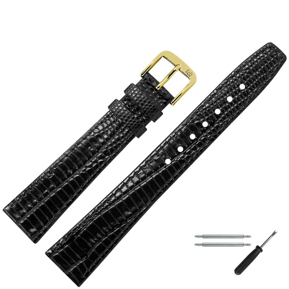 MARBURGER Uhrenarmband 14mm Leder Eidechse (Iguana) Prägung