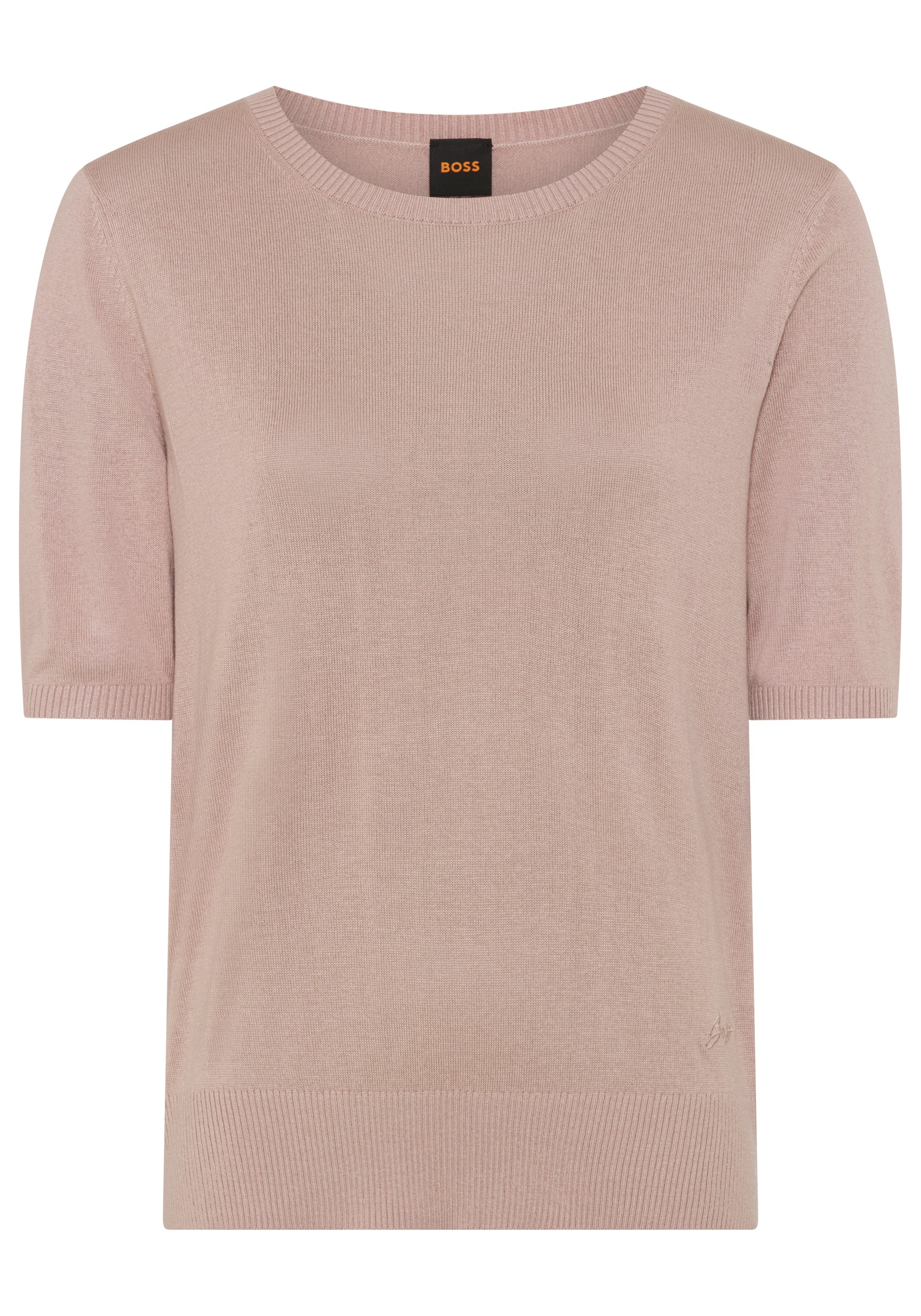 BOSS ORANGE Kurzarmpullover Fiaffu Premium Damenmode mit Lochmuster, Kaschmir-Anteil