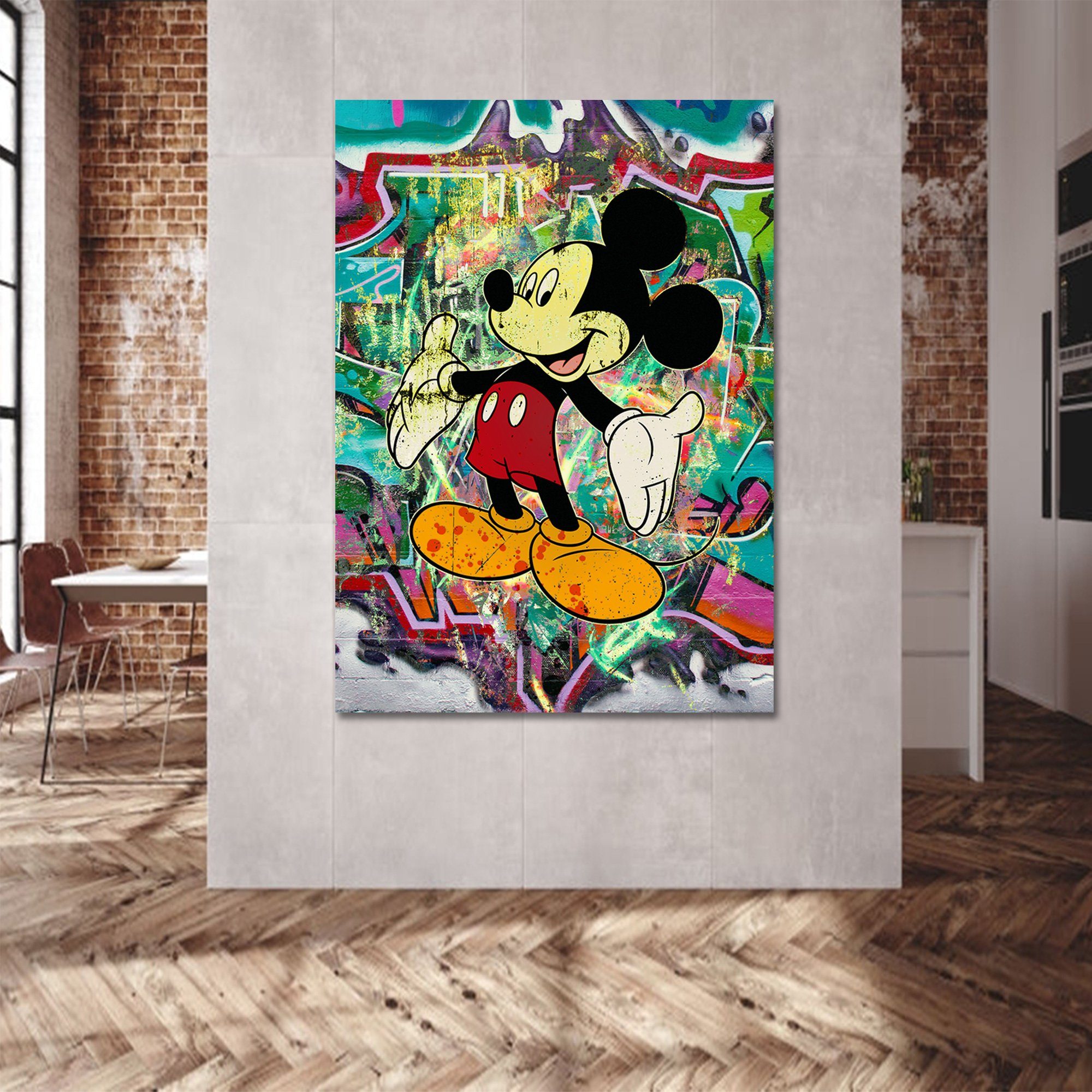 Premium gerahmte als Welcome, 4 in Bild, Wandbilder Canva Poster Art, - ArtMind Micky XXL-Wandbild Leinwand Wall & Größen,