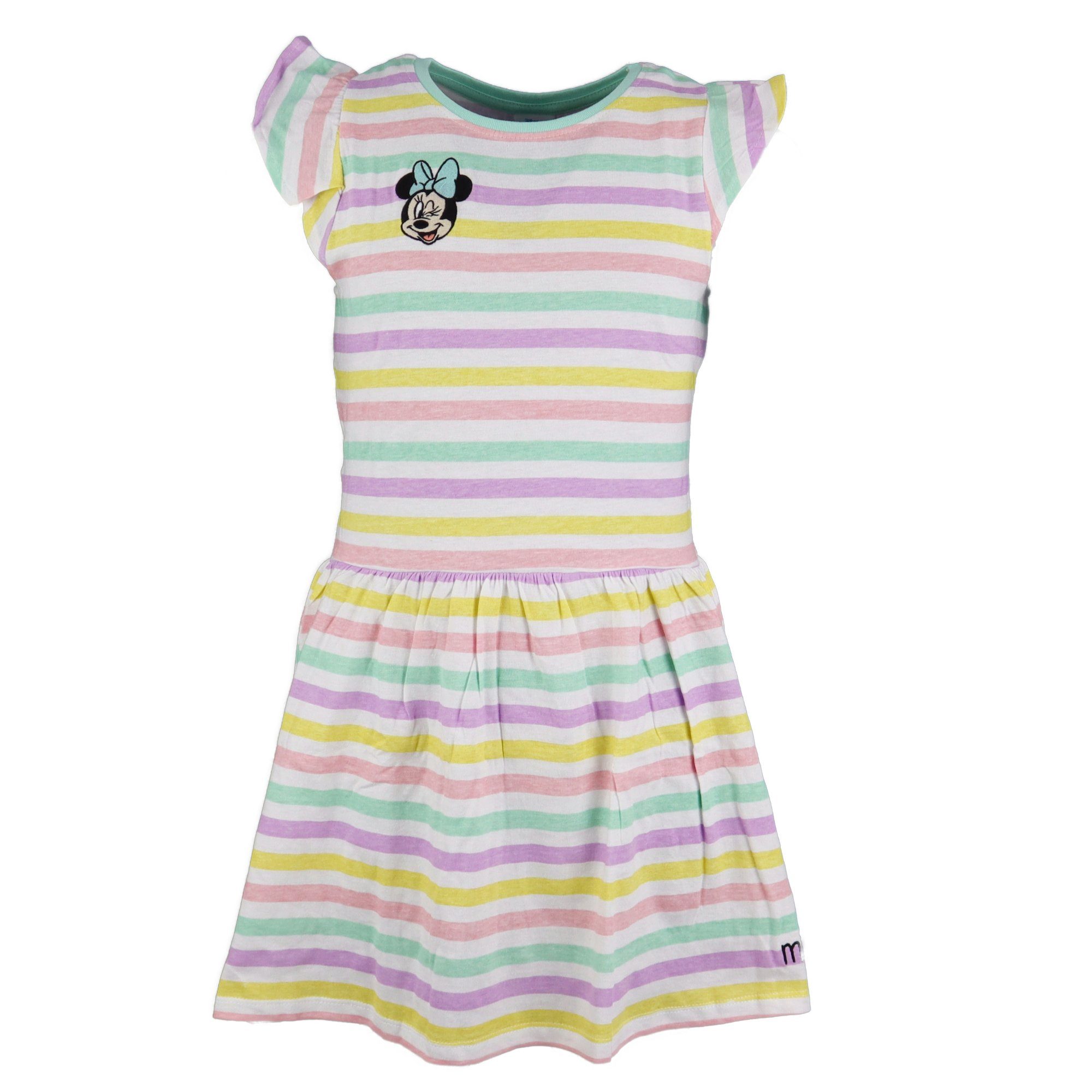 Minnie Minnie Gr. Kleid Kinder bis Mouse 104 134, Disney Grün Mädchen 100% Sommerkleid Baumwolle