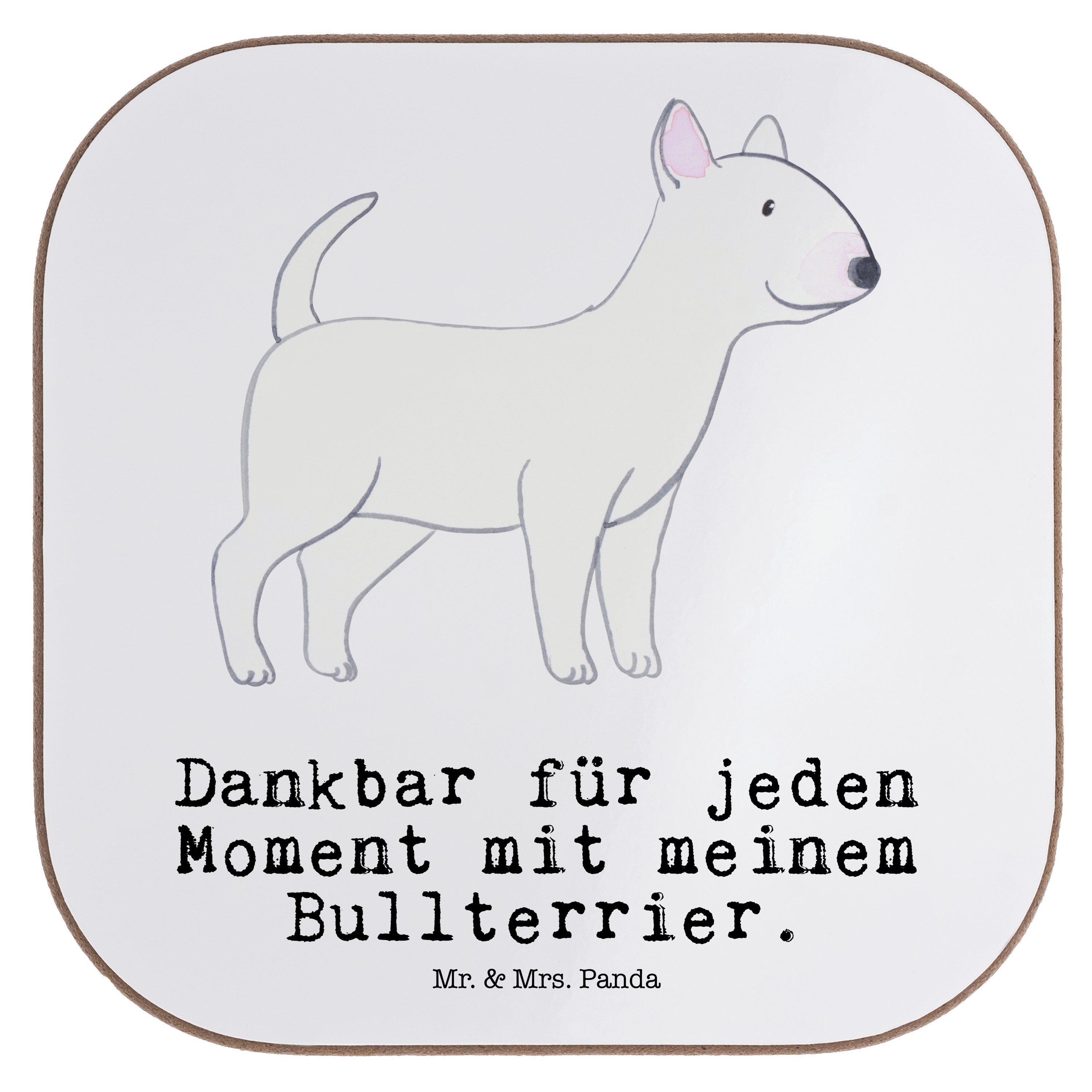 Mr. & Mrs. Panda Weiß Moment Getränkeuntersetzer Unters, Bullterrier Hundebesitzer, - Geschenk, Schenken, 1-tlg. 