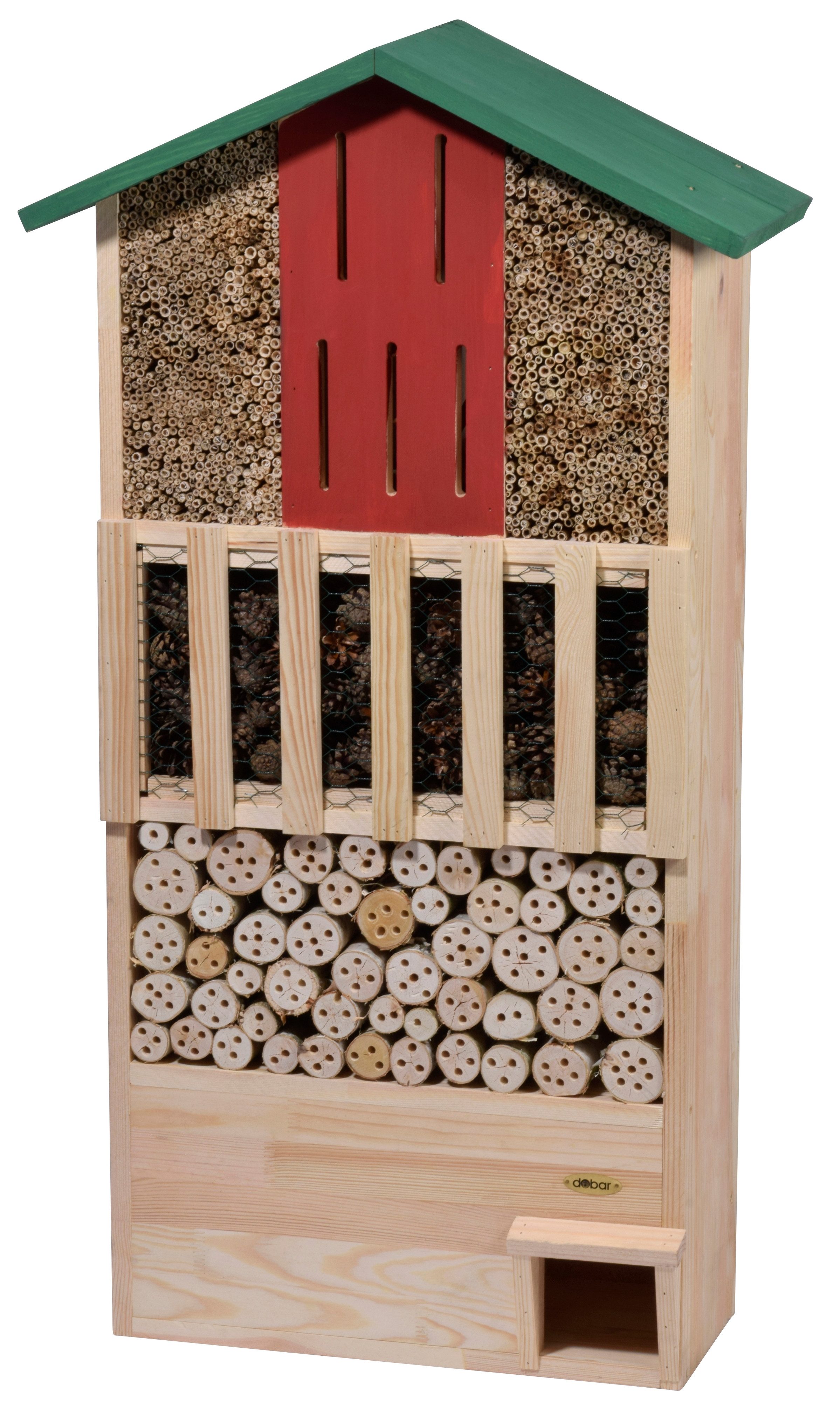 dobar Insektenhotel XXL Insektenhotel-Wand mit Igelhaus, Grün