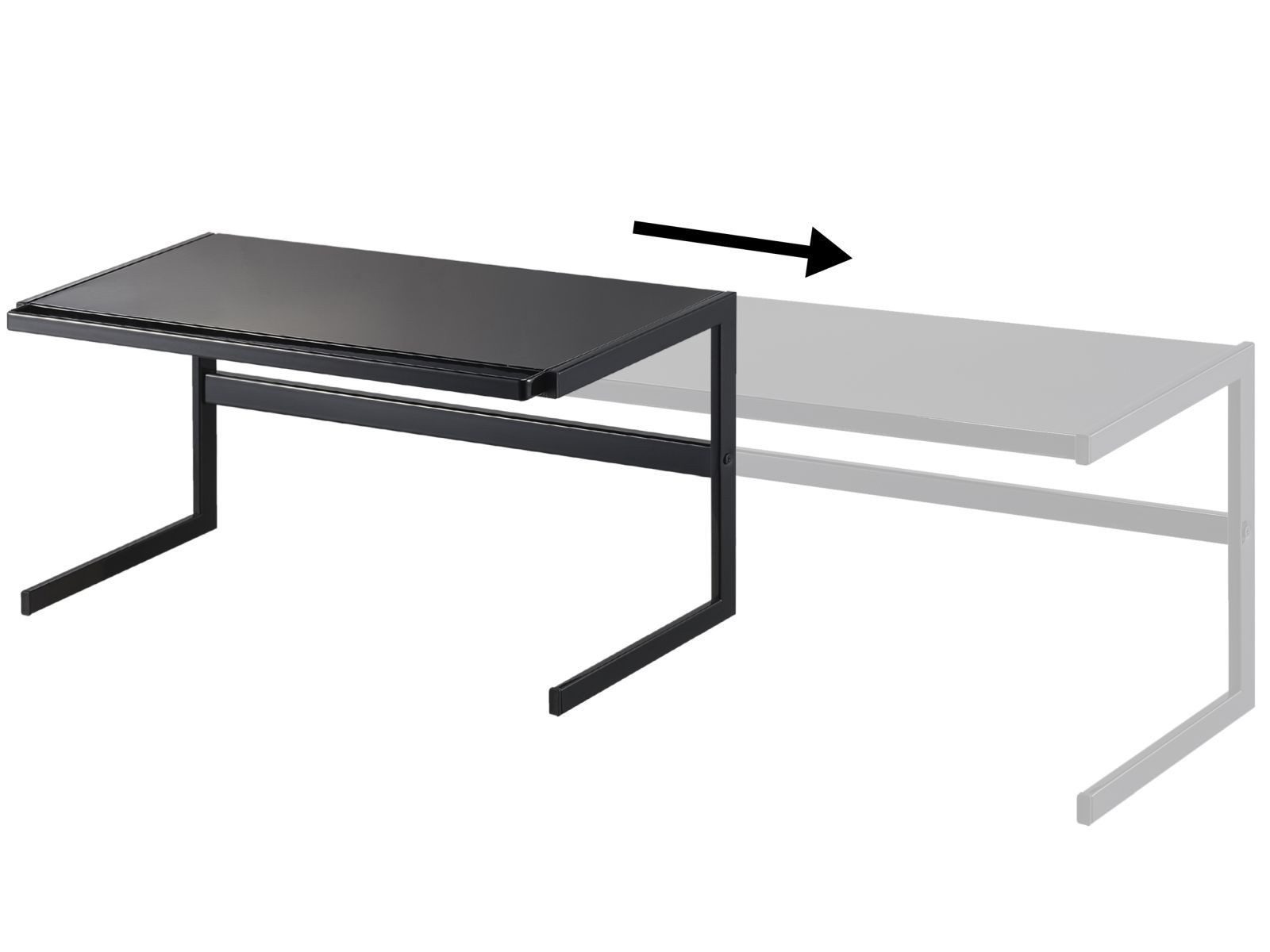 Yamazaki Küchenregal Tower Regal Küche Metall 54 bis 92cm ausziehbar schmal platzsparend, platzsparend, Metallregal für mehr Platz in der kleinen Küche, mit 3 Aufhängehaken