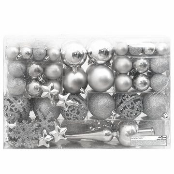 vidaXL Christbaumschmuck 111-tlg. Weihnachtskugel-Set Silbern Polystyrol (111-tlg)
