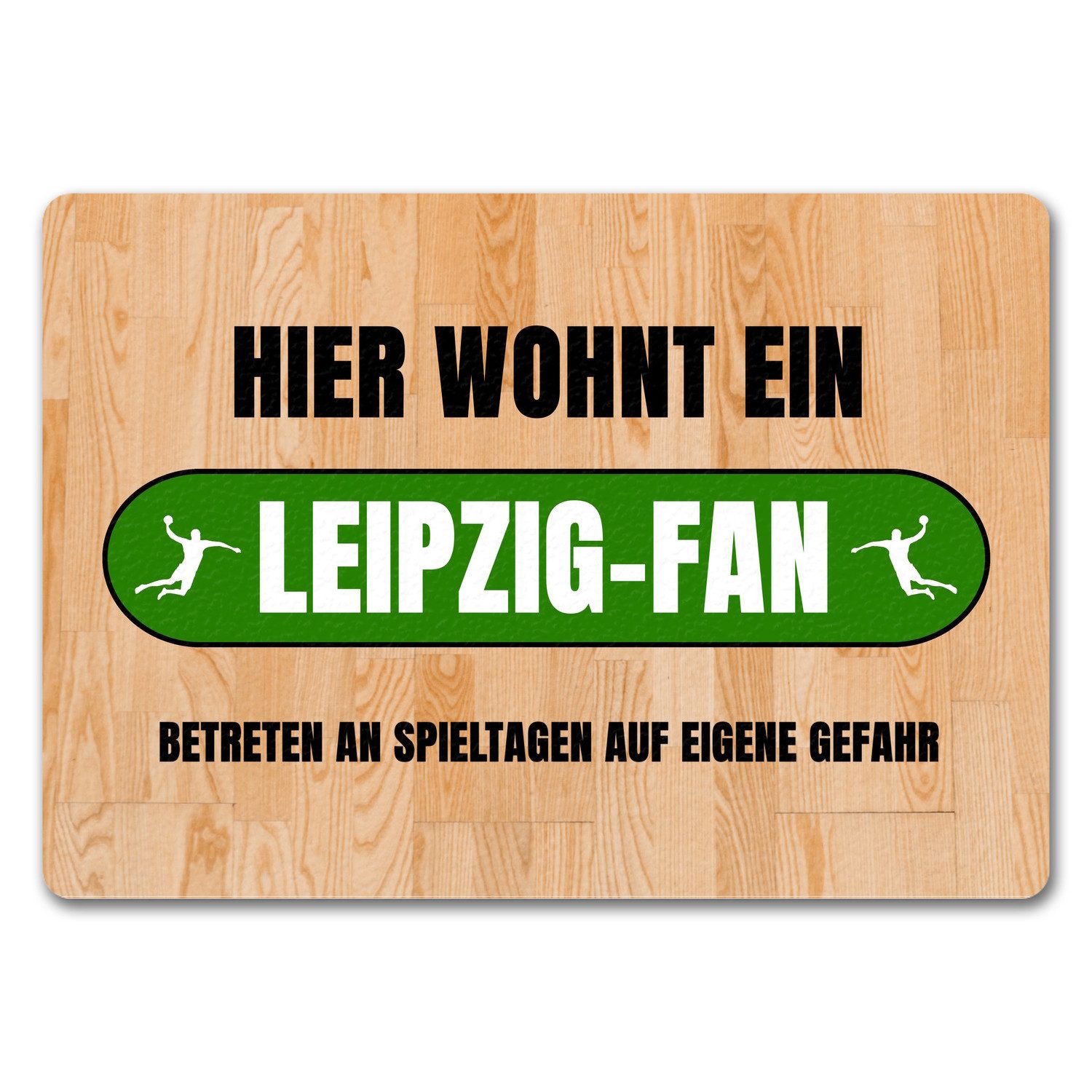 Fußmatte Hier wohnt ein Leipzig Fan Fußmatte in 35x50 cm ohne Rand mit Motiv