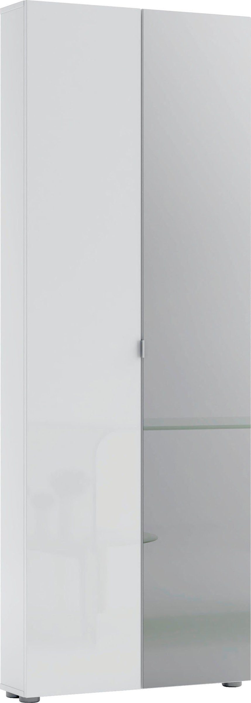 möbelando Schuhschrank SPAZIO (BxHxT: 73,4x200x18,6 cm) in weiß mit 2 Türen und 12 Fächern