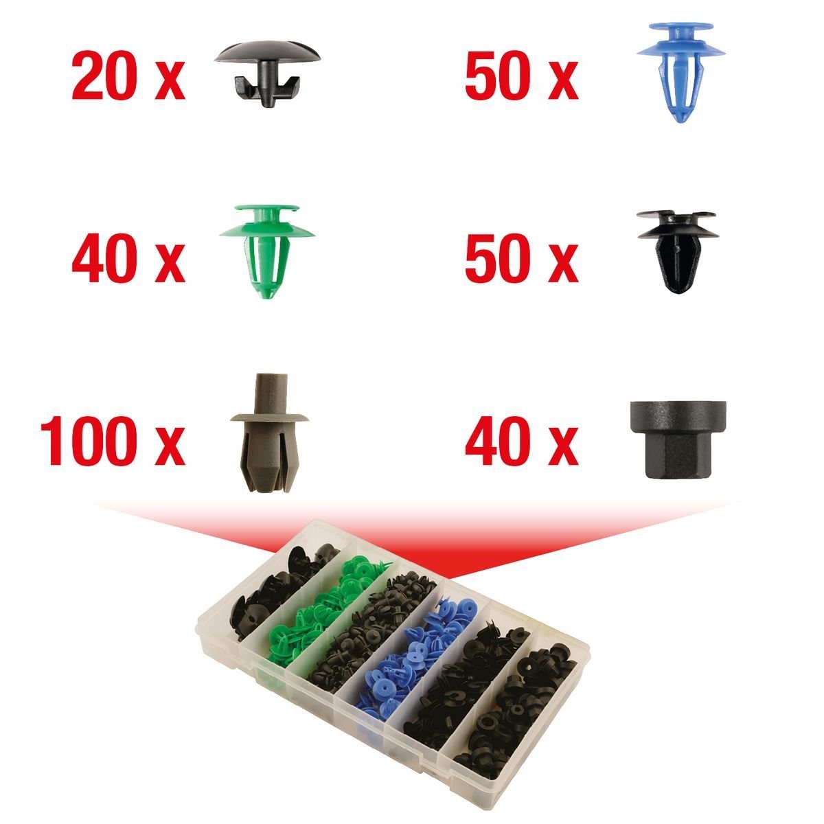 Thumbnail - KS Tools Gabel- und Ringschlüssel Befestigungs-Clip-Satz für Opel, 300-tlg (420.0600)