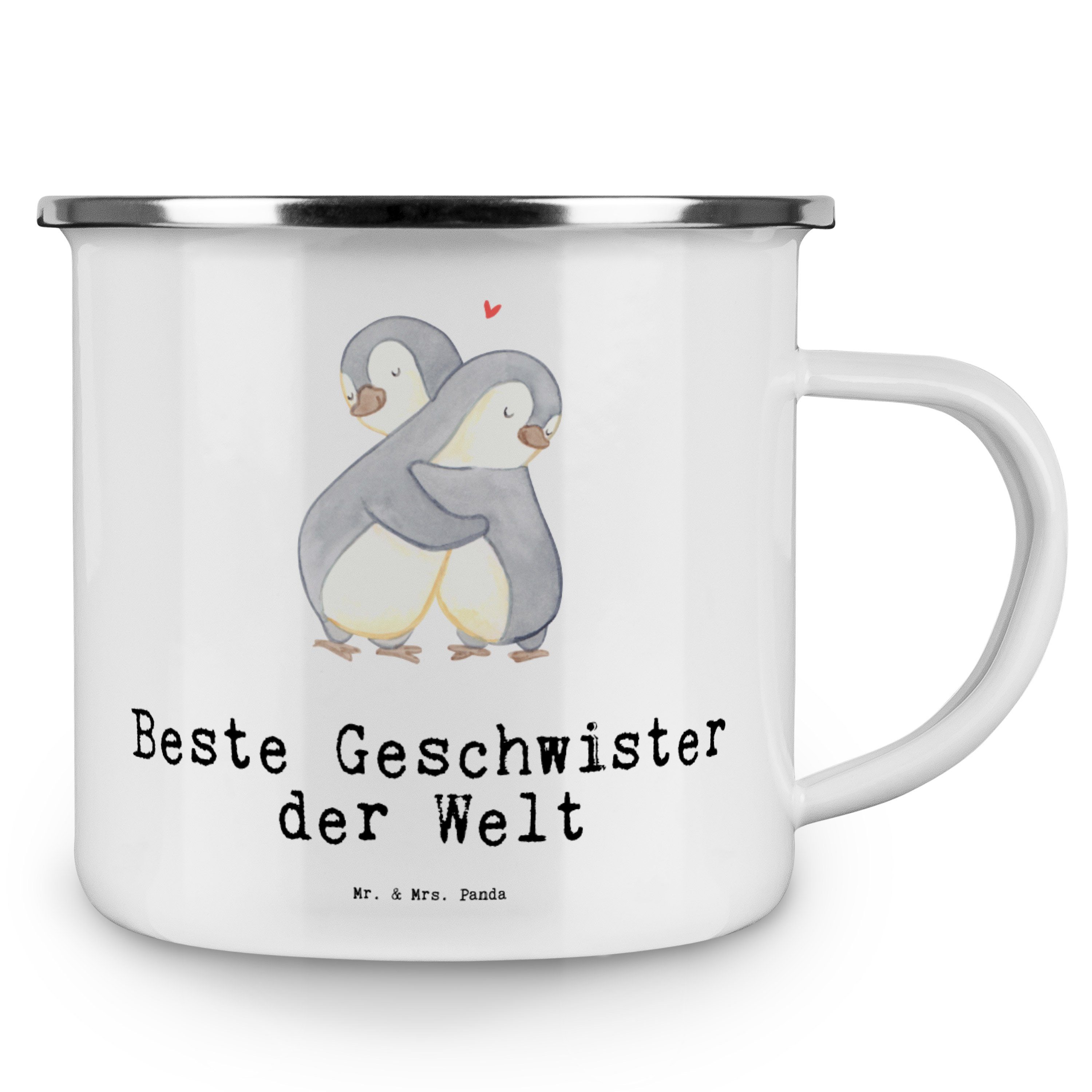Mr. & Welt Geschenk, Becher - Nachwuchs, Weiß Panda Beste Camp, der Geschwister Pinguin Mrs. Emaille 