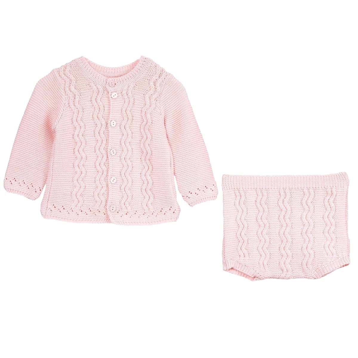 Minora Strickkleid Minora Exquisites Baby Strick-Set, Pullover und Shorts