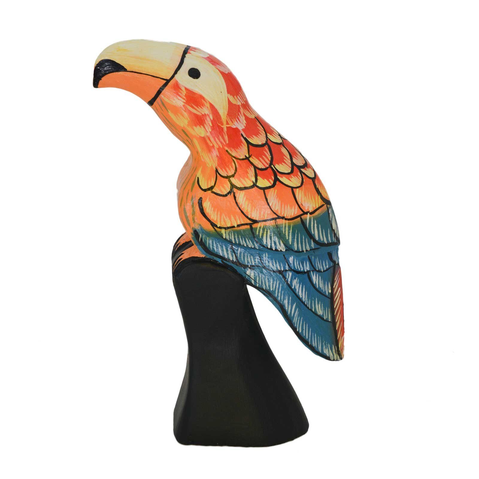maDDma Tierfigur Papagei Kakadu Ara Vogel, ca. 30 cm, aus Holz, handbemalt in orange
