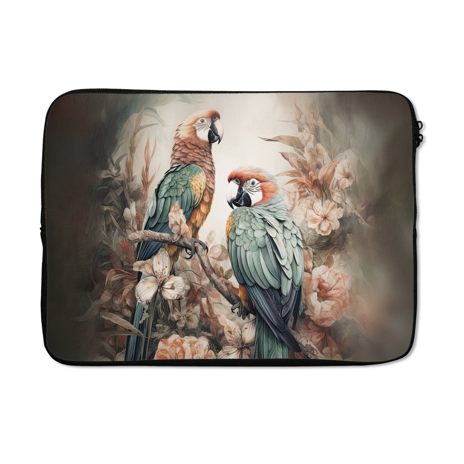 Laptop-Hülle Papageien - Vögel - Natur - Blumen