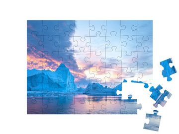 puzzleYOU Puzzle Eisberg bei Sonnenuntergang, Diskobucht, Grönland, 48 Puzzleteile, puzzleYOU-Kollektionen Eisberge