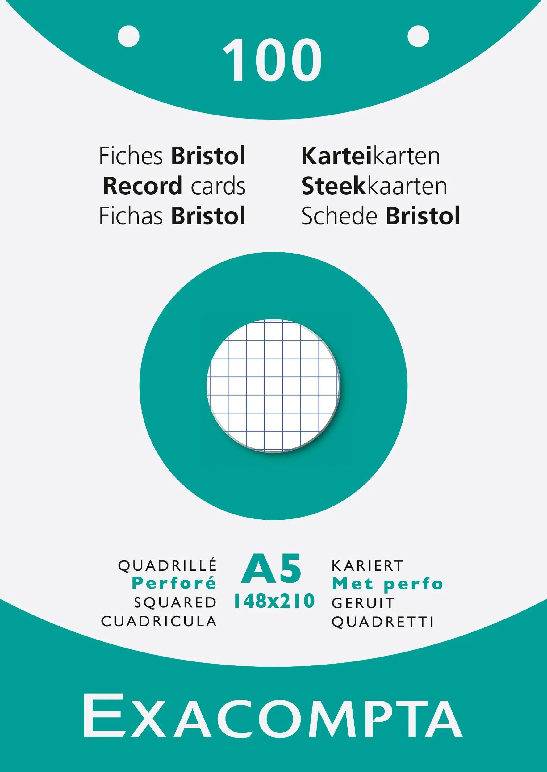 EXACOMPTA Karteikarten 10x Karteikarten 148x200 kar ws 100St perfo - Weiß - 13608E, Karteikarten