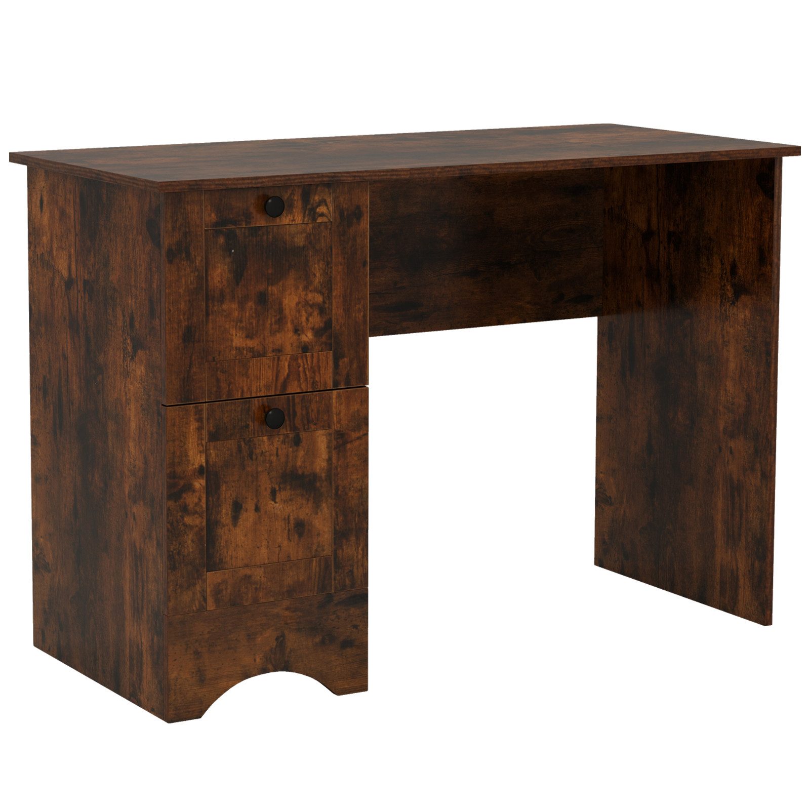 COSTWAY Computertisch, mit 2 Schubladen 109 x 50 x 75 cm rustikales Braun