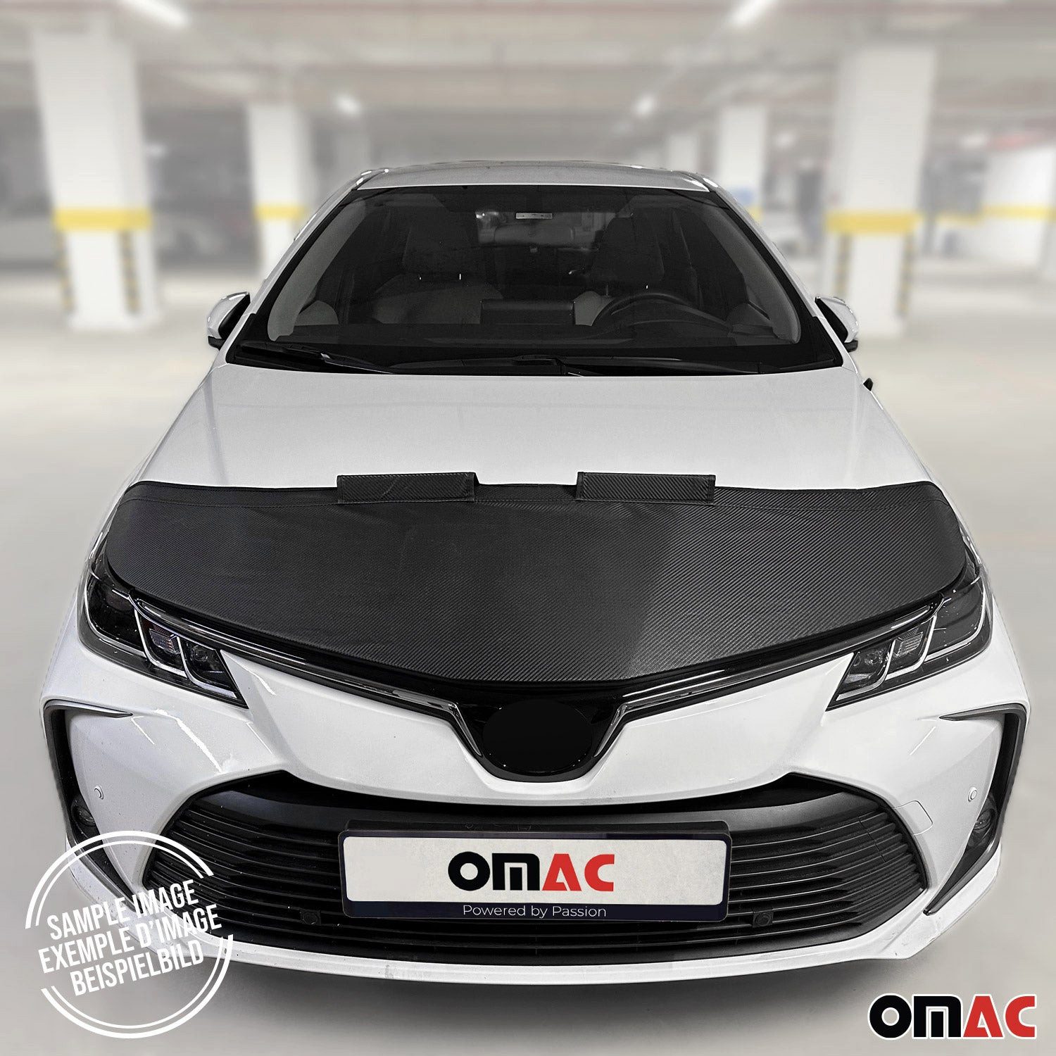 OMAC Frontstoßstange Haubenbra Bonnet Bra für BMW 5er 2010-2016 Carbon Optik Halb, 1-St., Haltbar
