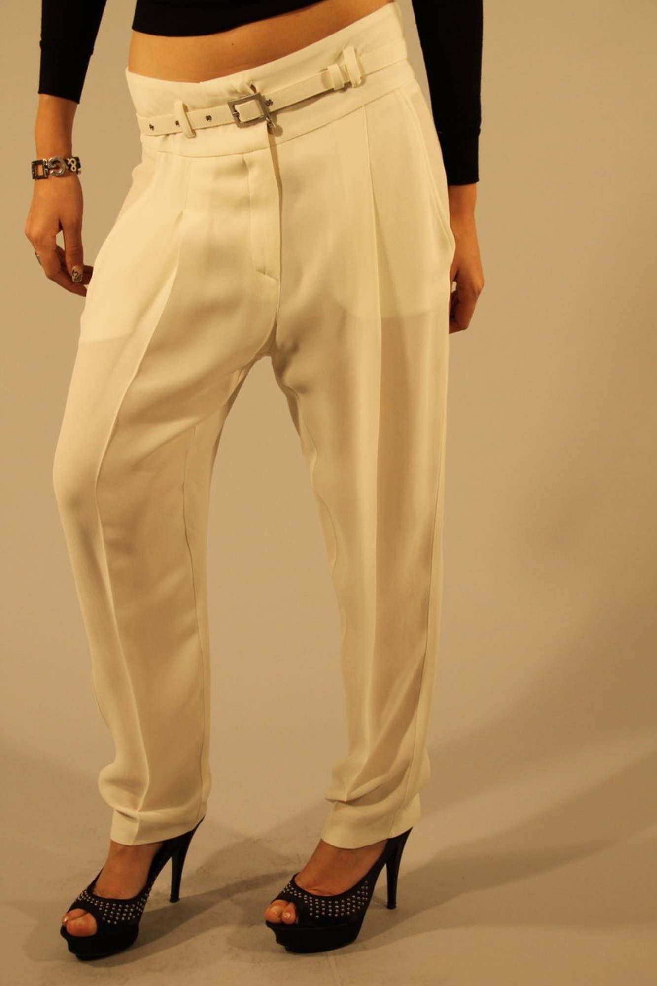 Patrizia Pepe 5-Pocket-Hose Elegante Damenhose Weiß mit Taschen, Knopf und Reißverschluss