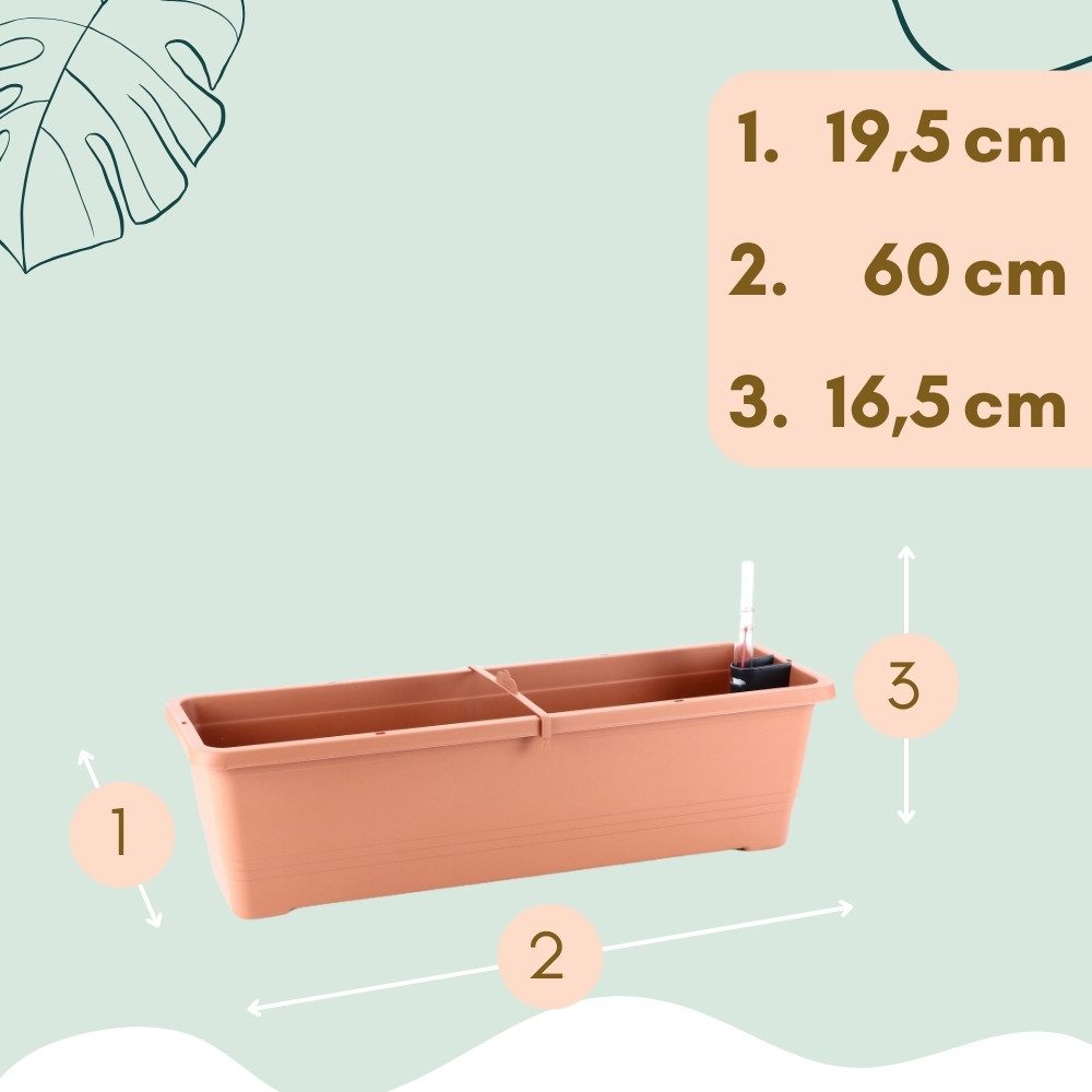 Thumbnail - GarPet Blumenkasten 4x Blumenkasten Wasserspeicher Pflanzkasten Fensterbank 60 Terrakotta