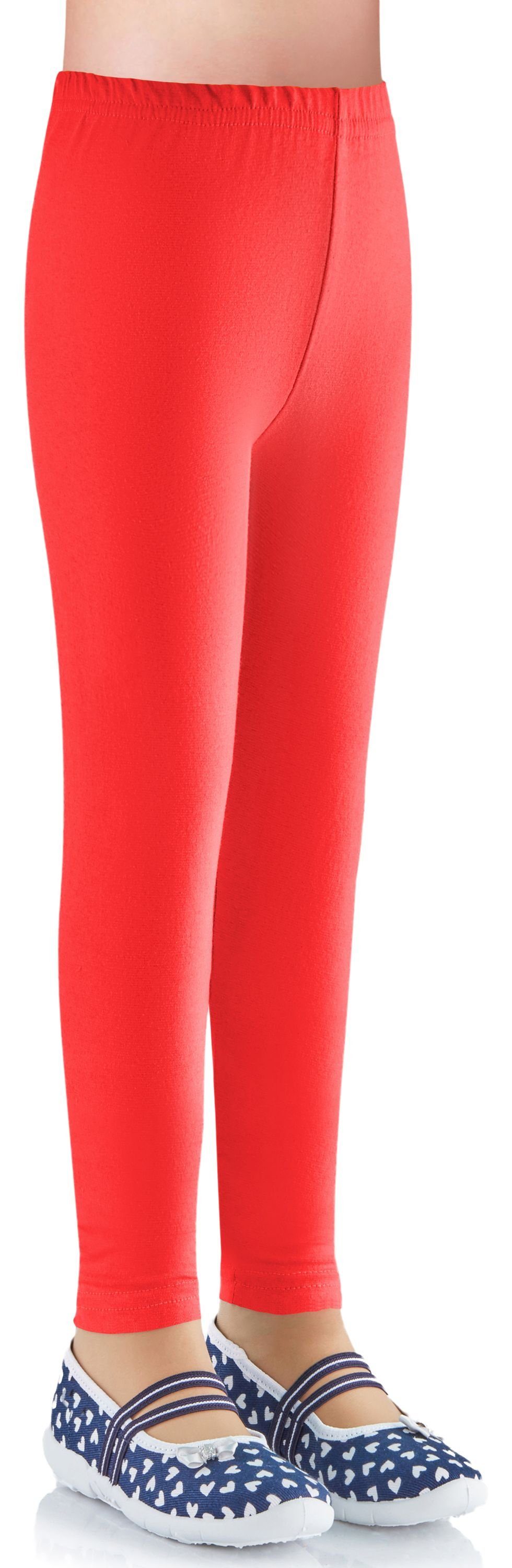 Baumwolle elastischer aus Rot18 Mädchen Ladeheid (1-tlg) Bund LAMA03 Leggings Leggings