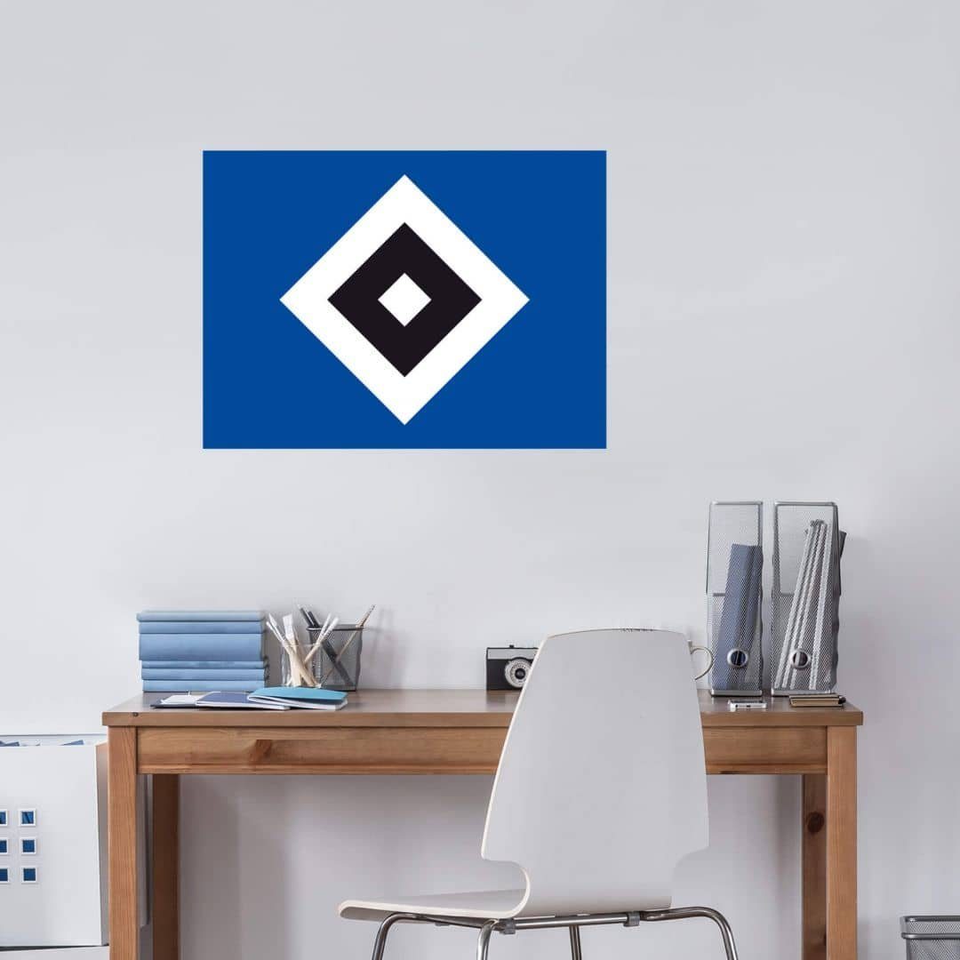 Bundesliga Blau Wandtattoo Wandbild SV Schwarz, SV Hamburger Fußball Banner Fan entfernbar selbstklebend, Wandtattoo Hamburger HSV