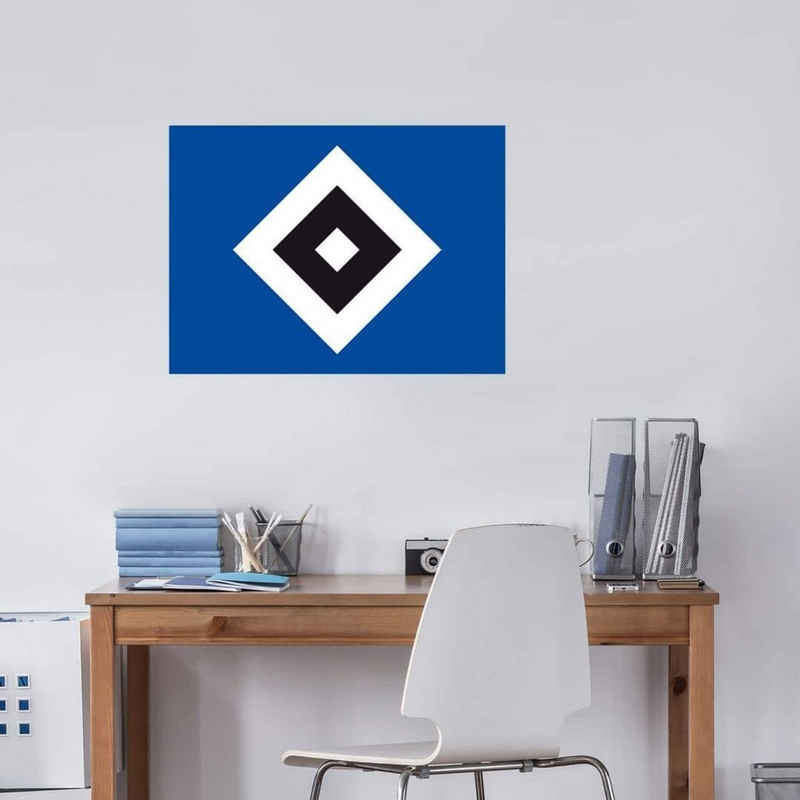 Hamburger SV Wandtattoo Fußball Wandtattoo Hamburger SV Bundesliga Fan Banner HSV Blau Schwarz, Wandbild selbstklebend, entfernbar