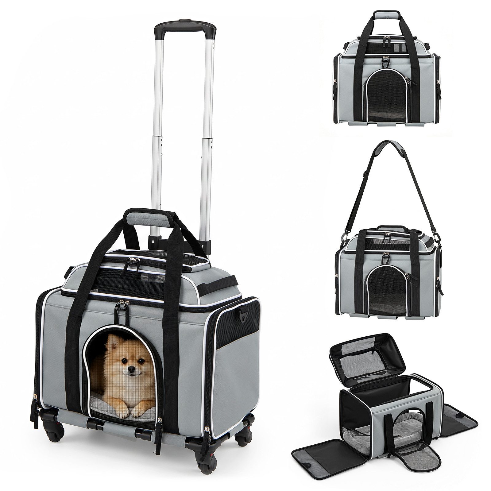 COSTWAY Tiertransporttasche Tragbare Hundebox, Transporttasche, Reisebox für Hunde & Katzen