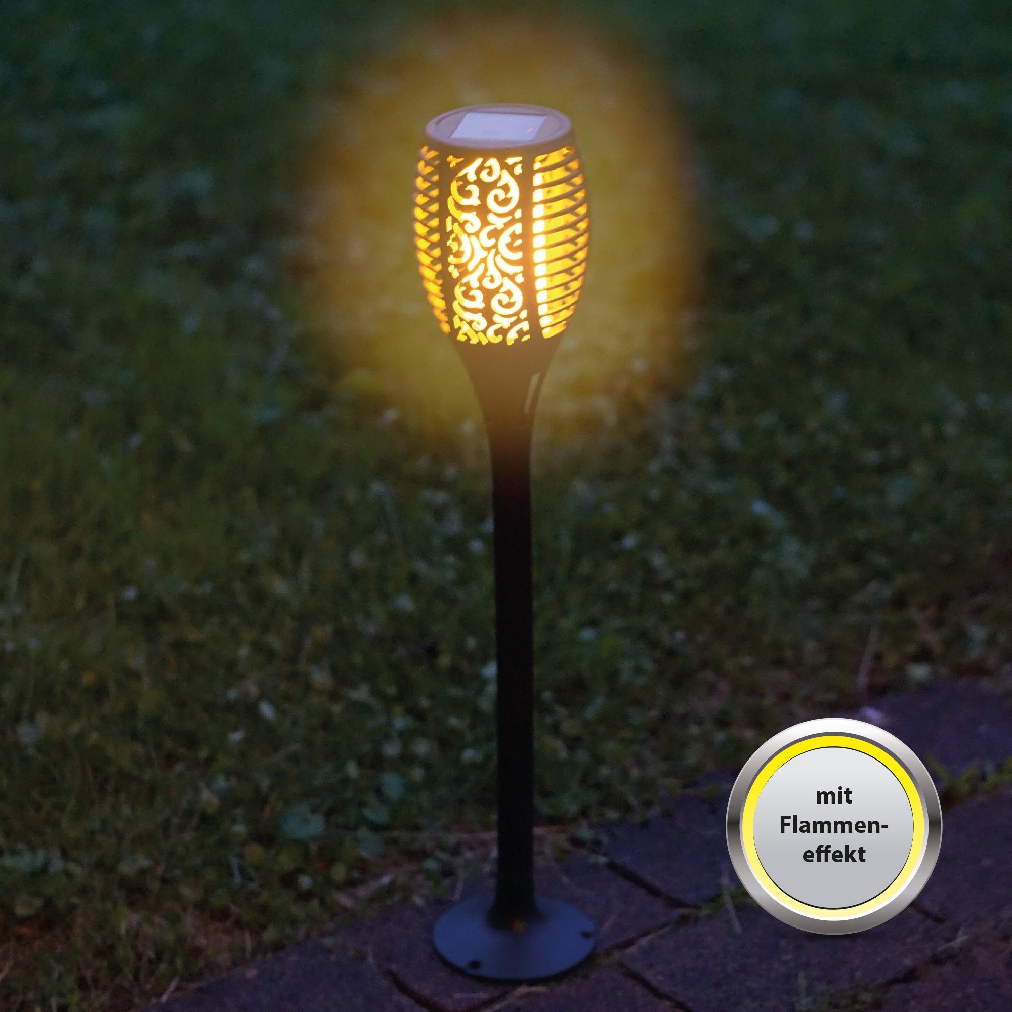 Bestlivings LED Gartenfackel, 300mAh LED-Lampe integriert, ca. Solarfackel LED 58cm 1,2V Akku hoch fest LED