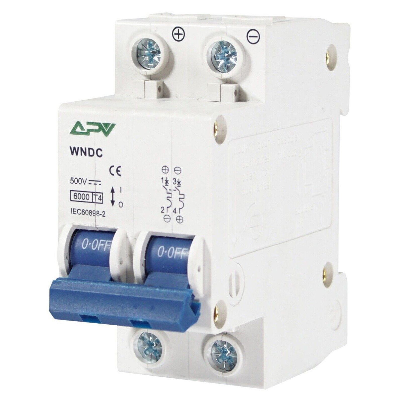 APV Schalter, DC-Leitungsschutzschalter LS-Schalter Photovoltaik Schutzschalter 2-polig 500V DC C 20A