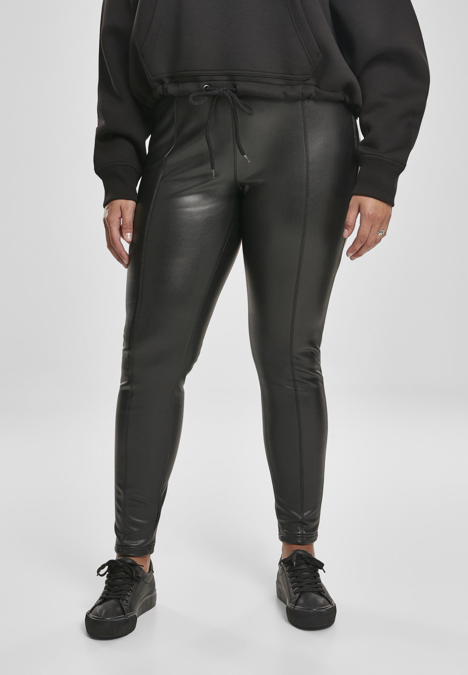 URBAN Stoffhose Brand Skinny UC zum Klick Markenlogo Store Leather Ein auf Faux das führt Damen Pants CLASSICS (1-tlg), Ladies