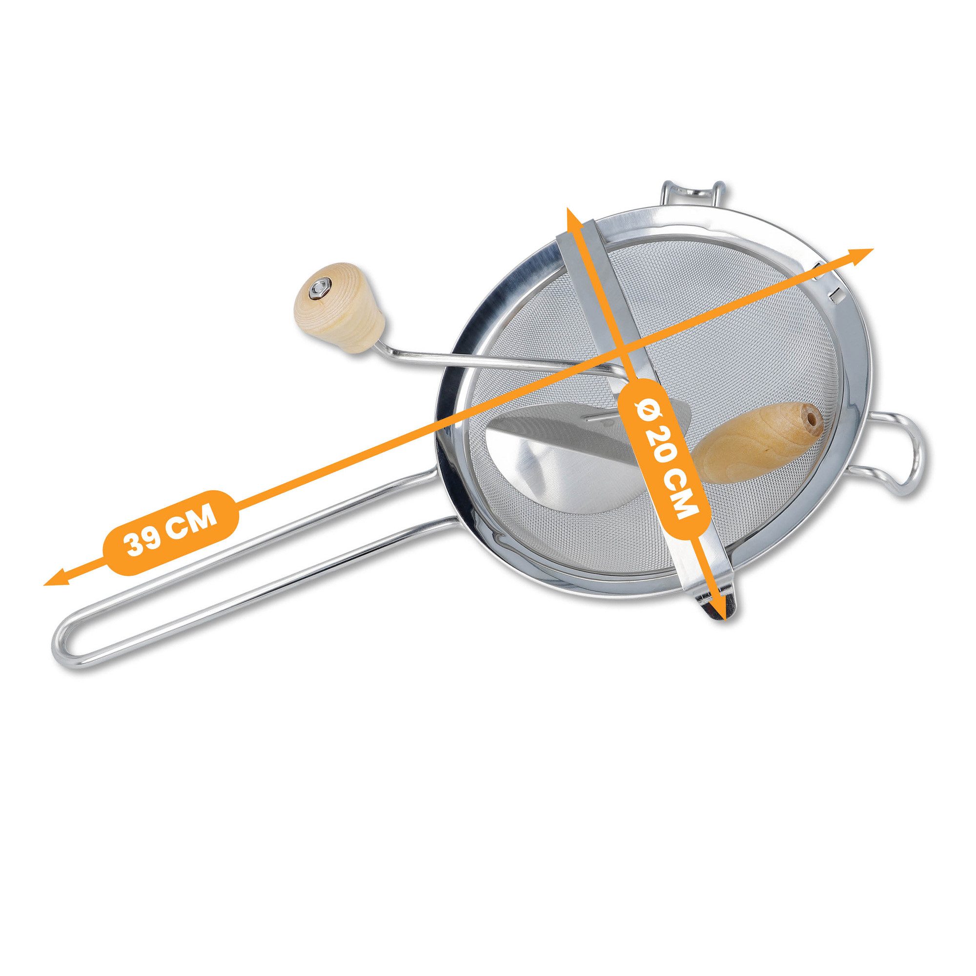 EUROHOME Passiersieb Edelstahl Passiermaschine mit abnehmbarem Rührwerk, Edelstahl, (1-St., Küchensieb Ø20 cm), Küchenmaschine mit feinem Sieb - Küchenhelfer